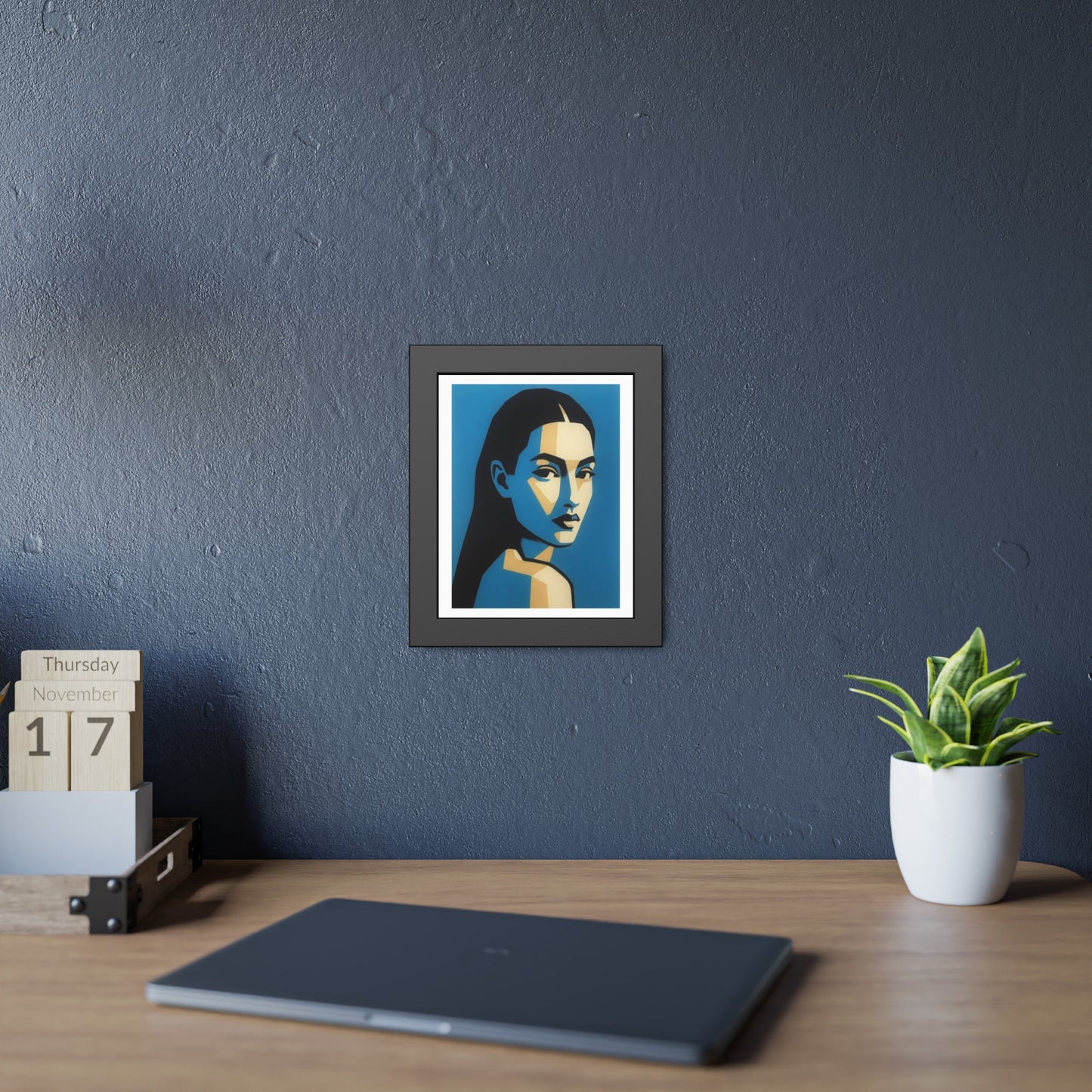 Framed Art Print — Blue Pop Portrait Poster
