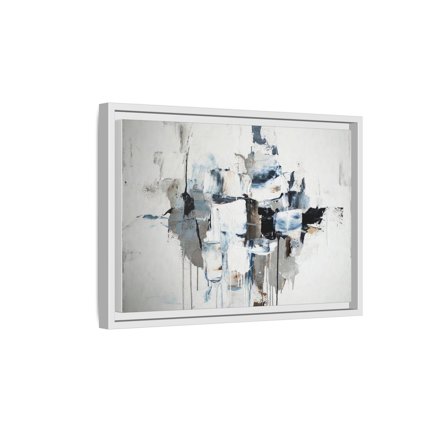 Framed Abstract Canvas Art — Blue Neutral Modern Wall Print