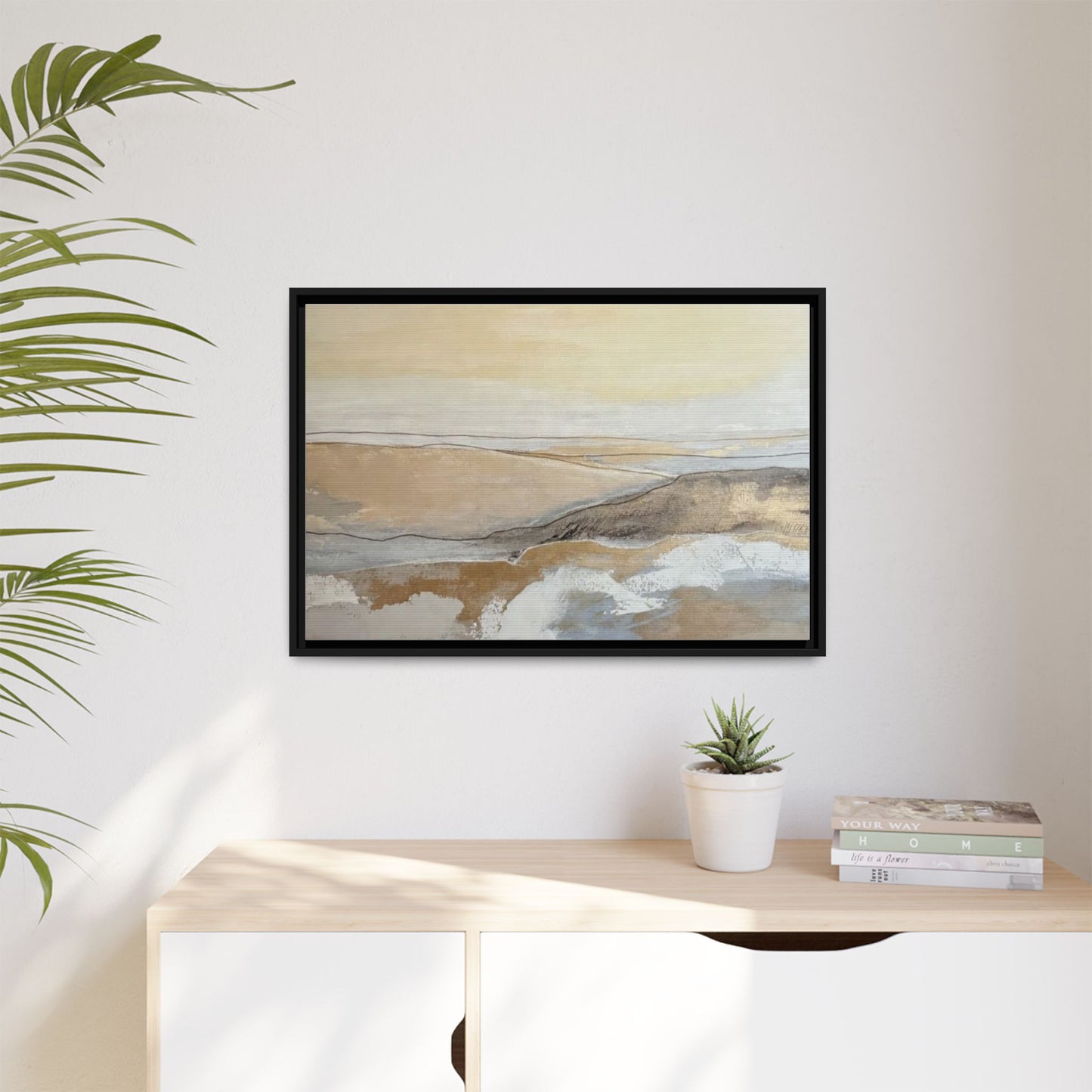 Framed Abstract Coastal Landscape Matte Canvas Wall Art