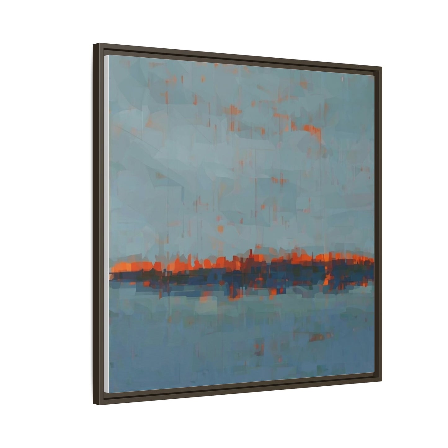 Framed Canvas Art — Teal & Orange Abstract Seascape