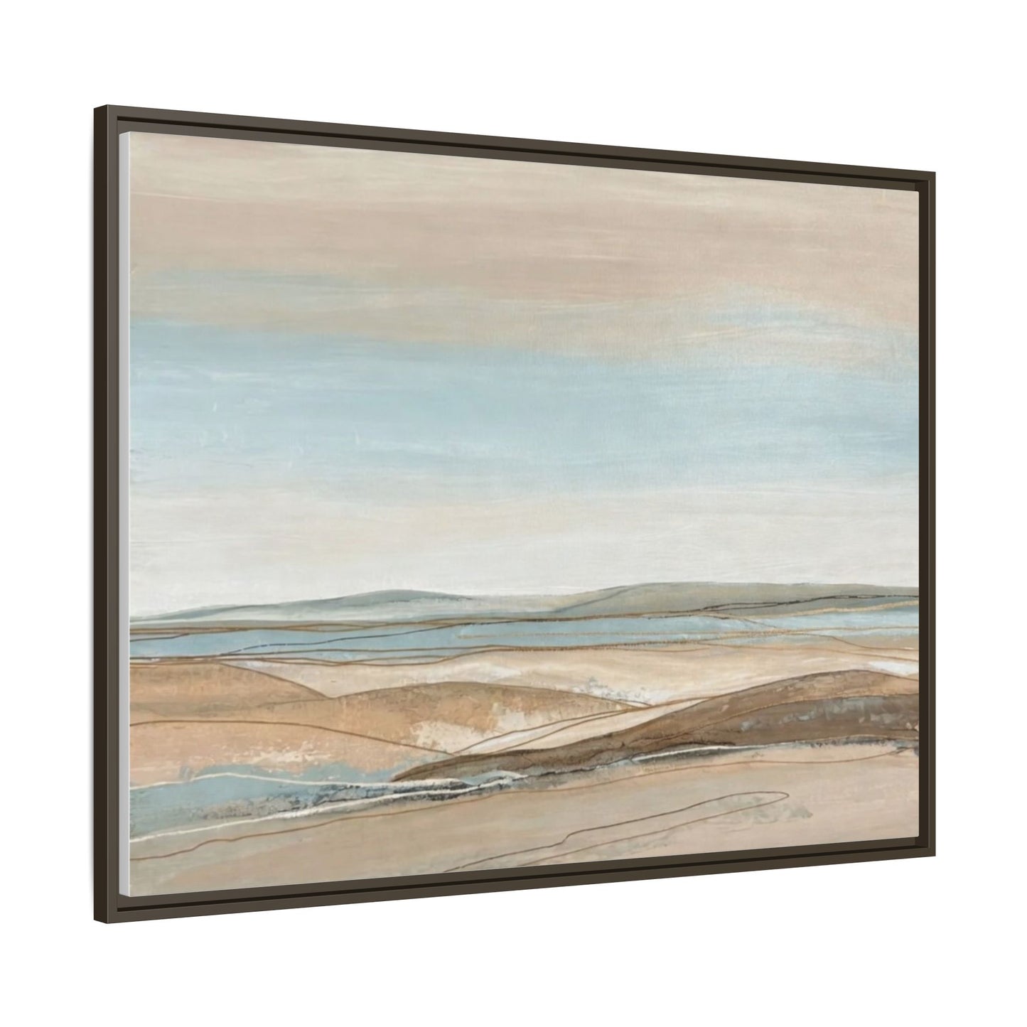 Framed Abstract Landscape Matte Canvas — Serene Coastal Horizon Wall Art