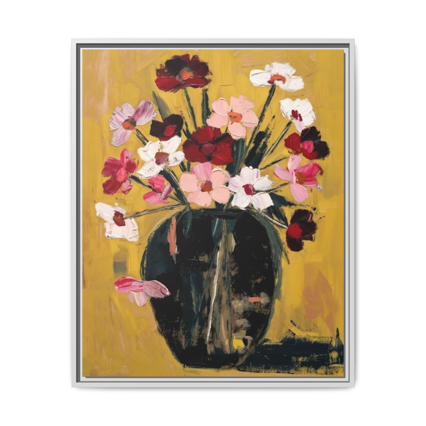 Framed Matte Canvas Floral Still Life Wall Art