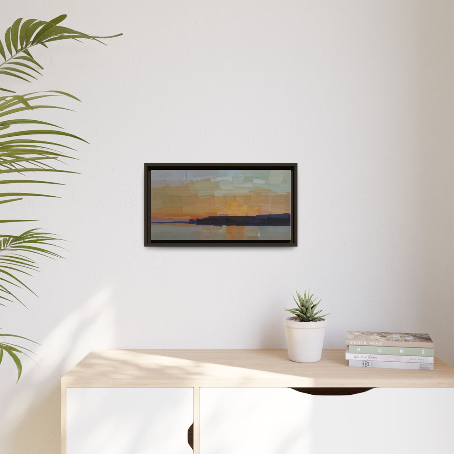Framed Matte Canvas Sunset Abstract Landscape Art Print