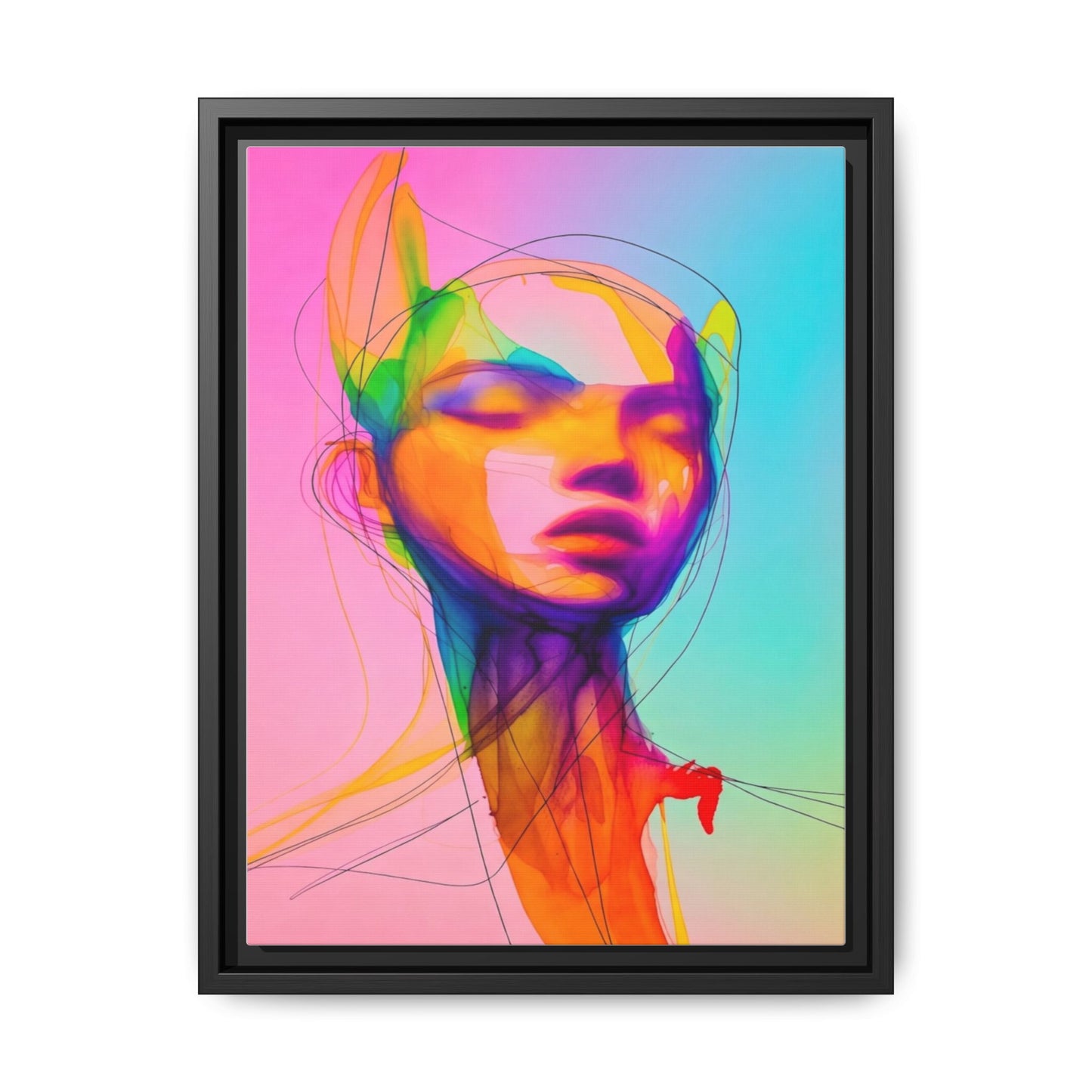 Framed Matte Canvas Art — Vibrant Abstract Portrait Wall Print