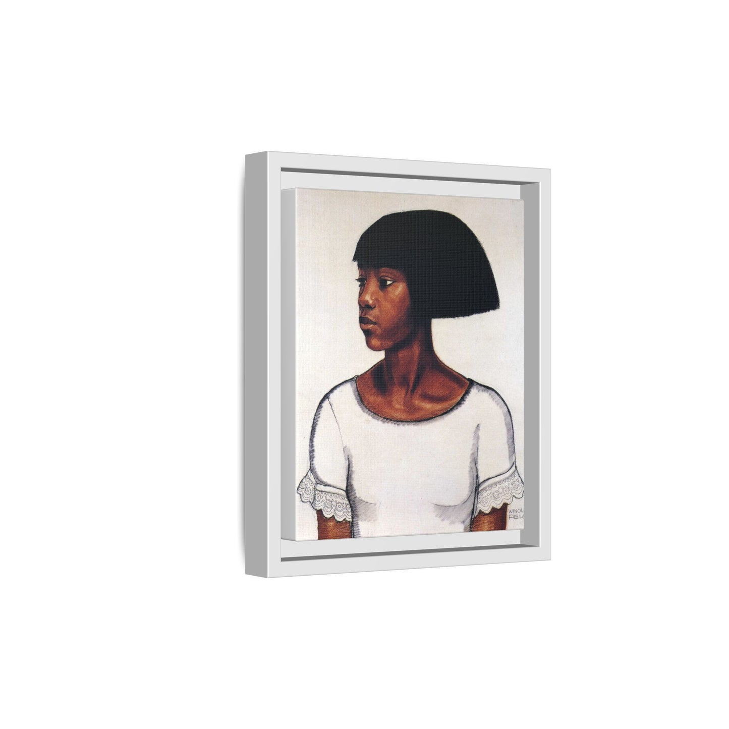 Portrait of a Young Woman by Winold Reiss Framed Matte Canvas Portrait