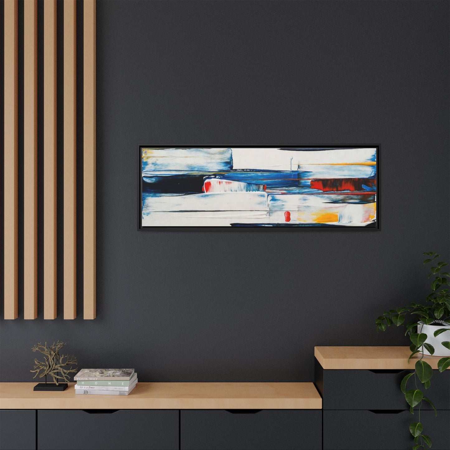 Abstract Coastal Brushstrokes Framed Canvas Print