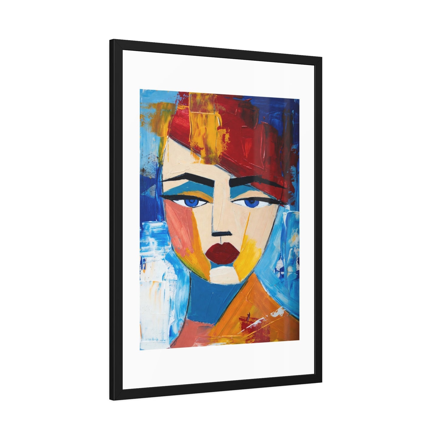 Abstract Colorful Face Framed Poster — Modern Pop Art Wall Print