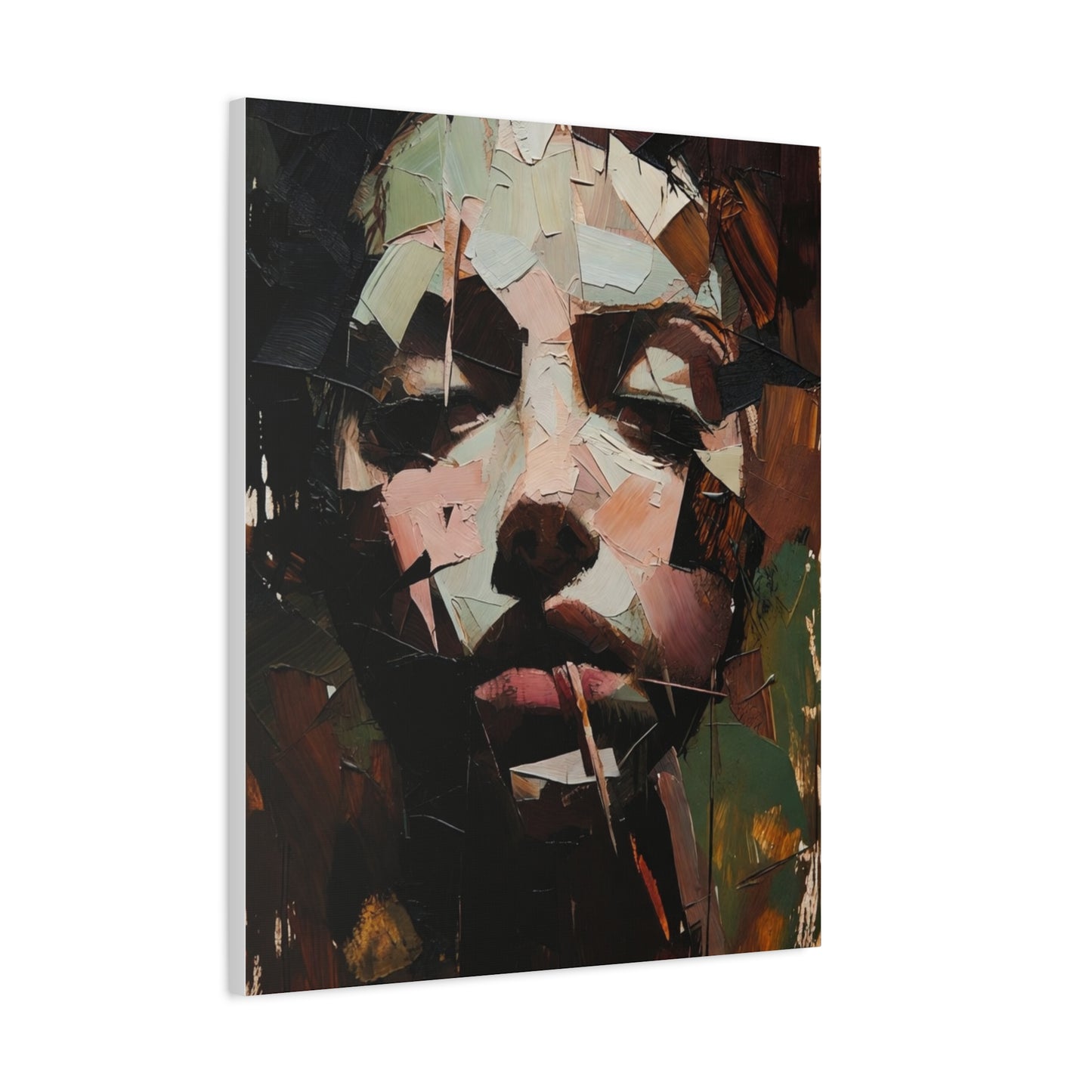 Abstract Portrait Matte Stretched Canvas (1.25") — Contemporary Textured Face Art