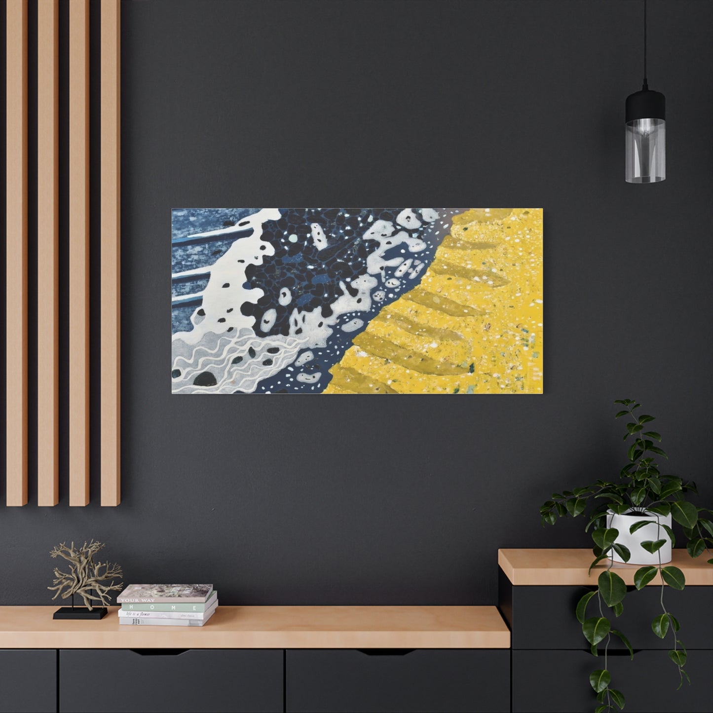 Abstract Blue & Yellow Fluid Art Canvas Print — Matte Stretched Wall Art