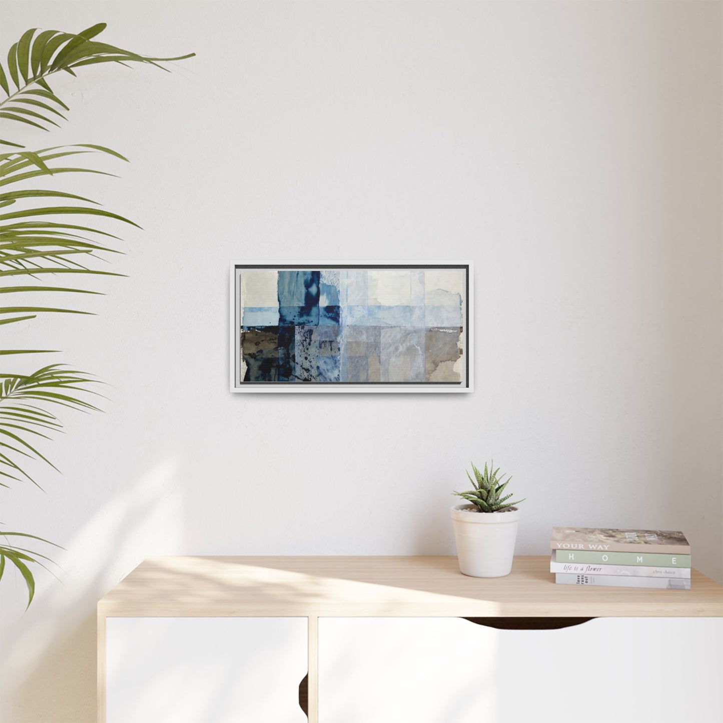 Abstract Coastal Blue Framed Canvas Art