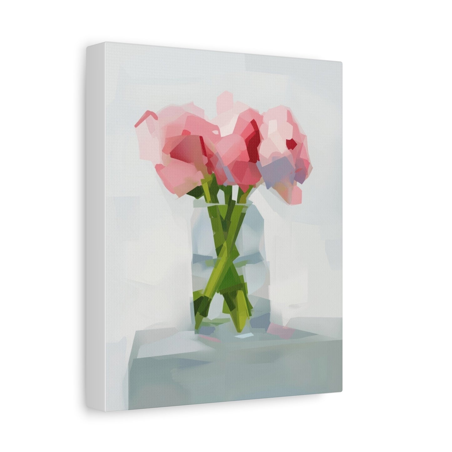 Pink Peonies Vase Canvas Art — Stretched Matte Wall Decor