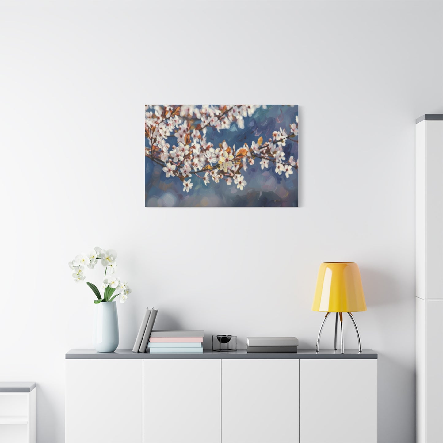 Cherry Blossom Branch Matte Canvas Wall Art — Spring Floral Print
