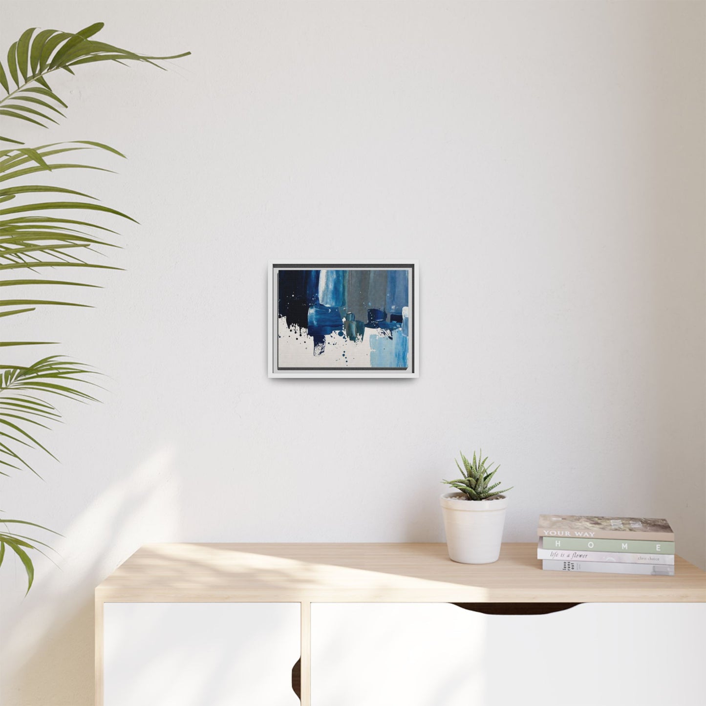 Abstract Blue Ocean Matte Canvas Framed Wall Art