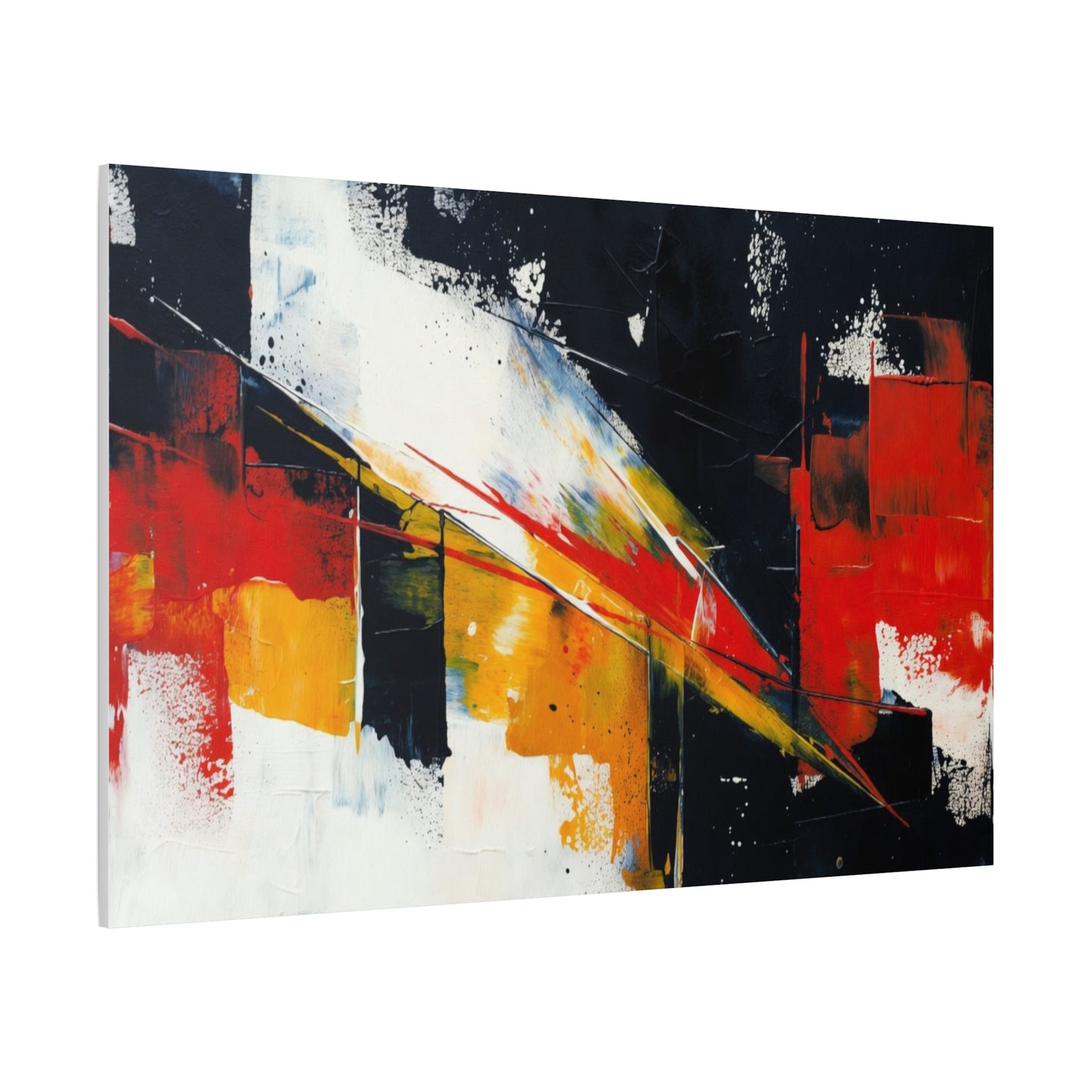 Abstract Geometric Canvas Art — Bold Red & Black Modern Wall Painting