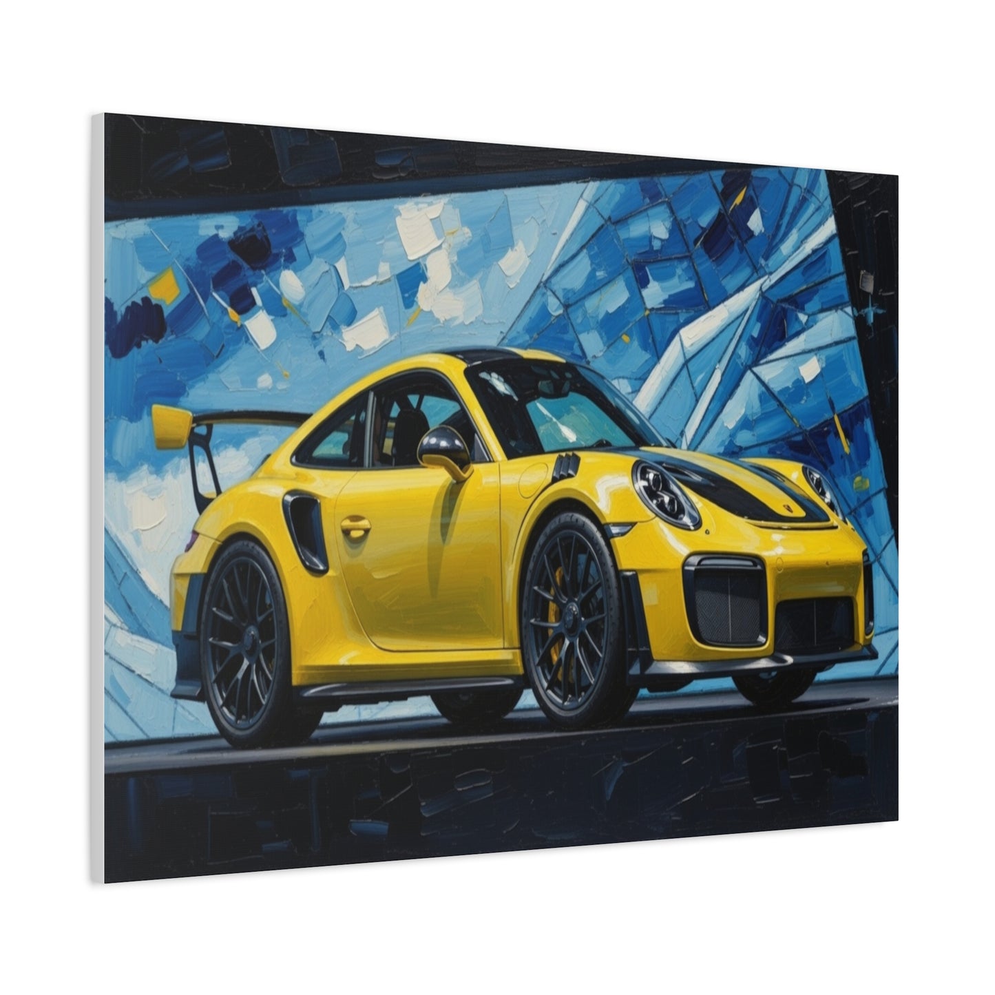 Yellow Porsche Sports Car Canvas Print — Modern Automotive Wall Art