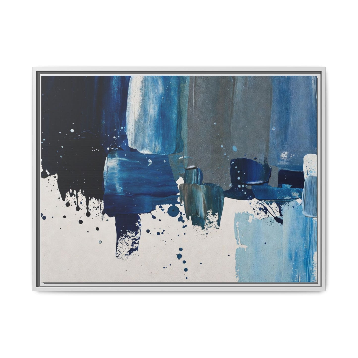 Abstract Blue Ocean Matte Canvas Framed Wall Art