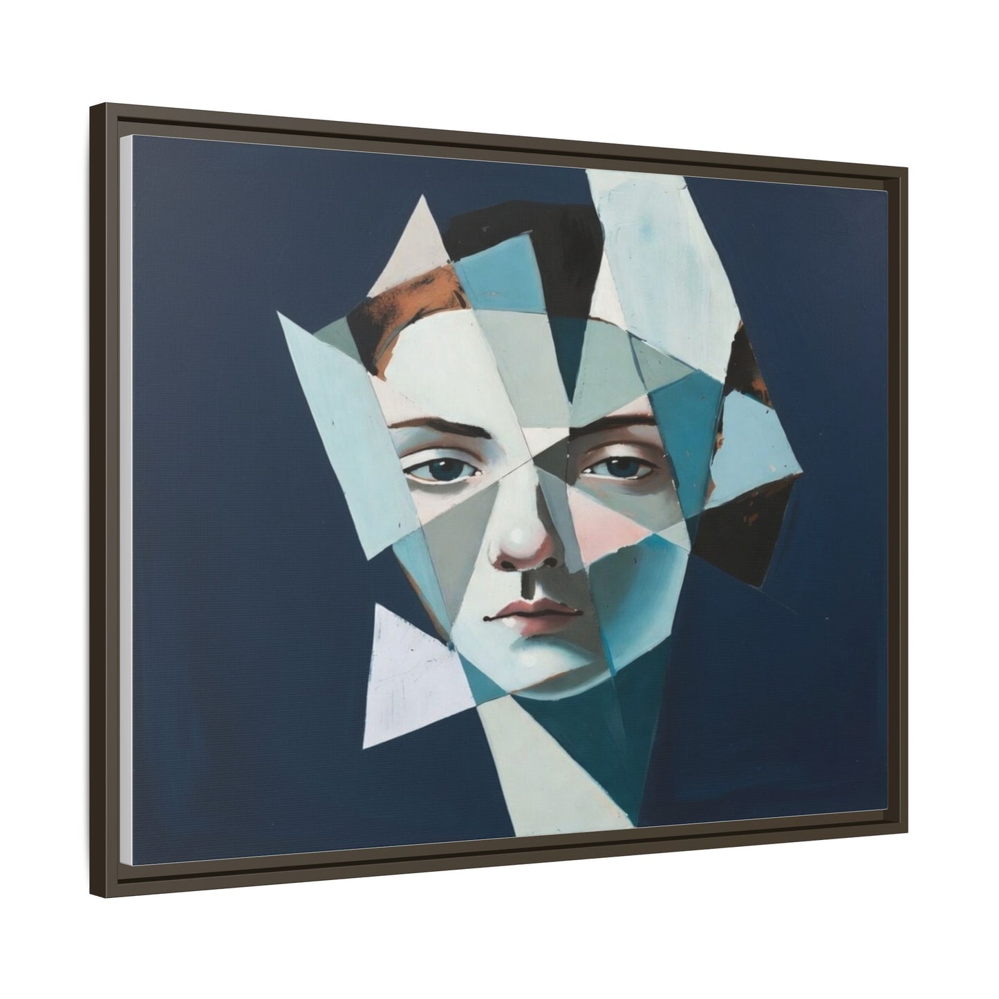 Abstract Fragmented Portrait Matte Canvas (Framed)