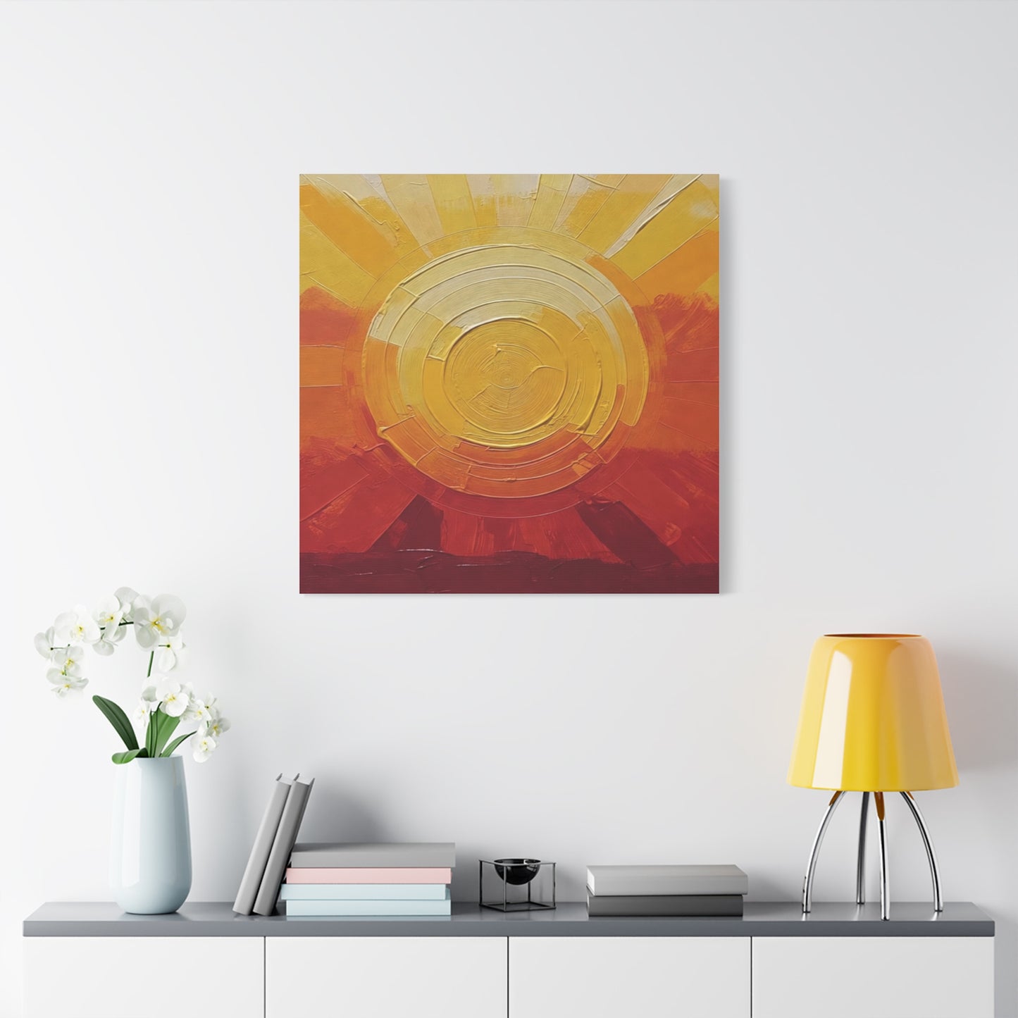 Abstract Sunrise Canvas Wall Art — Warm Sunrise Texture Matte Stretched Canvas