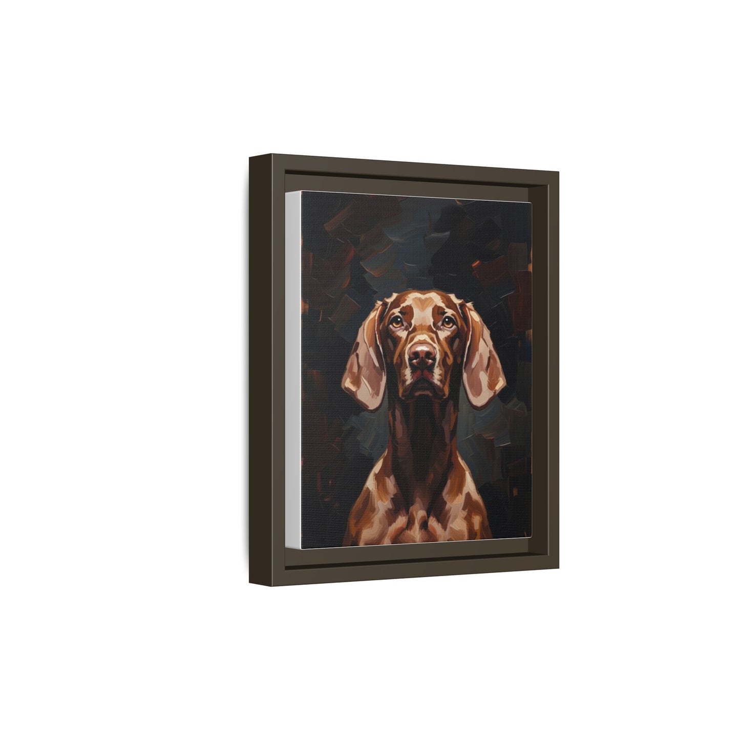 Framed Matte Canvas Dog Portrait – Brown Vizsla Wall Art