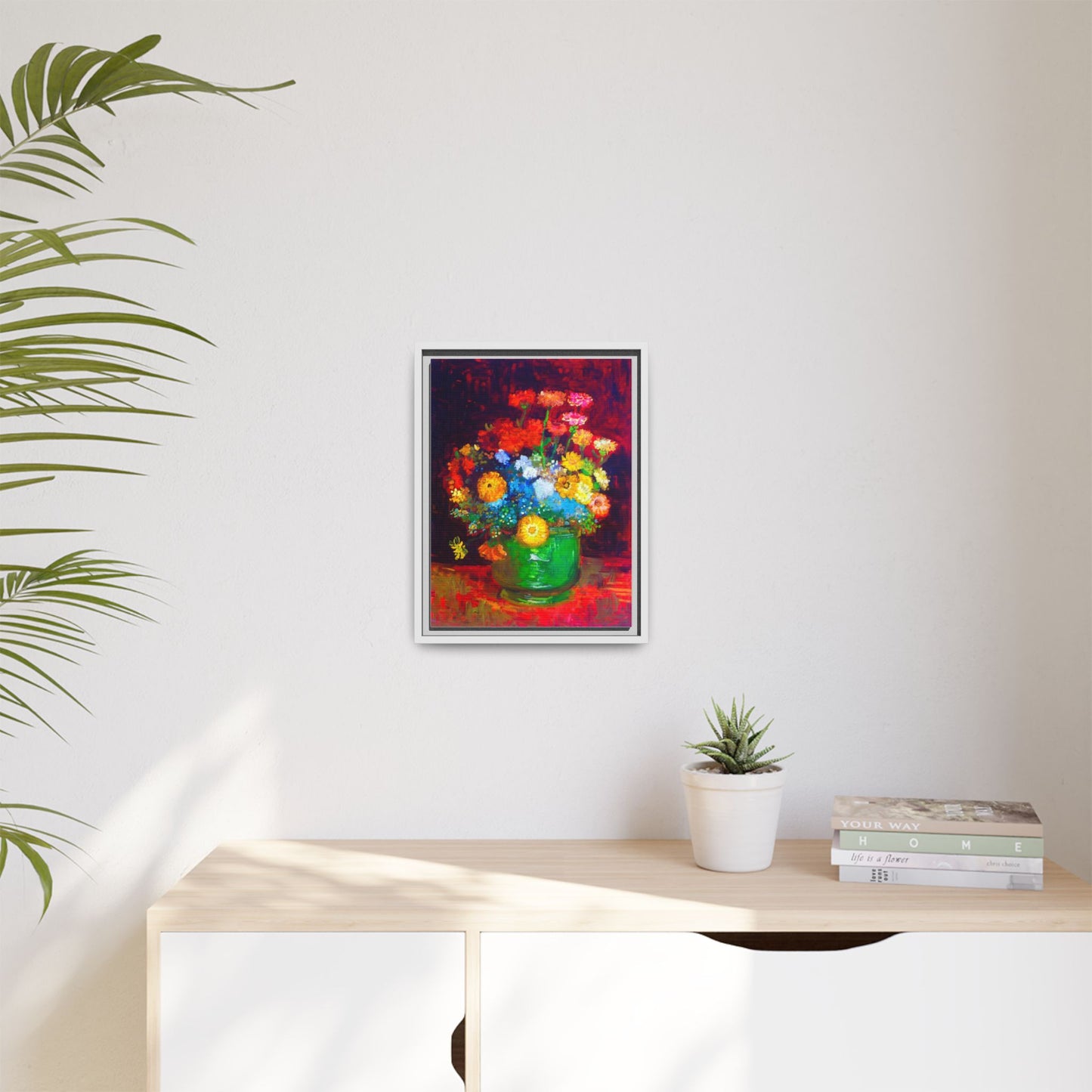 Framed Floral Canvas Print — Colorful Bouquet Wall Art
