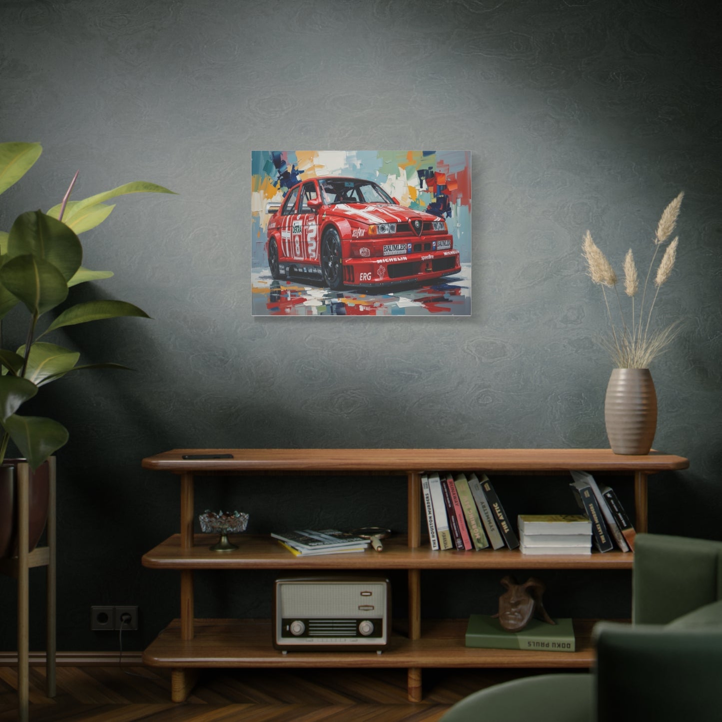 Racing Alfa Romeo Canvas Print — Red Race Car Stretched Wall Art