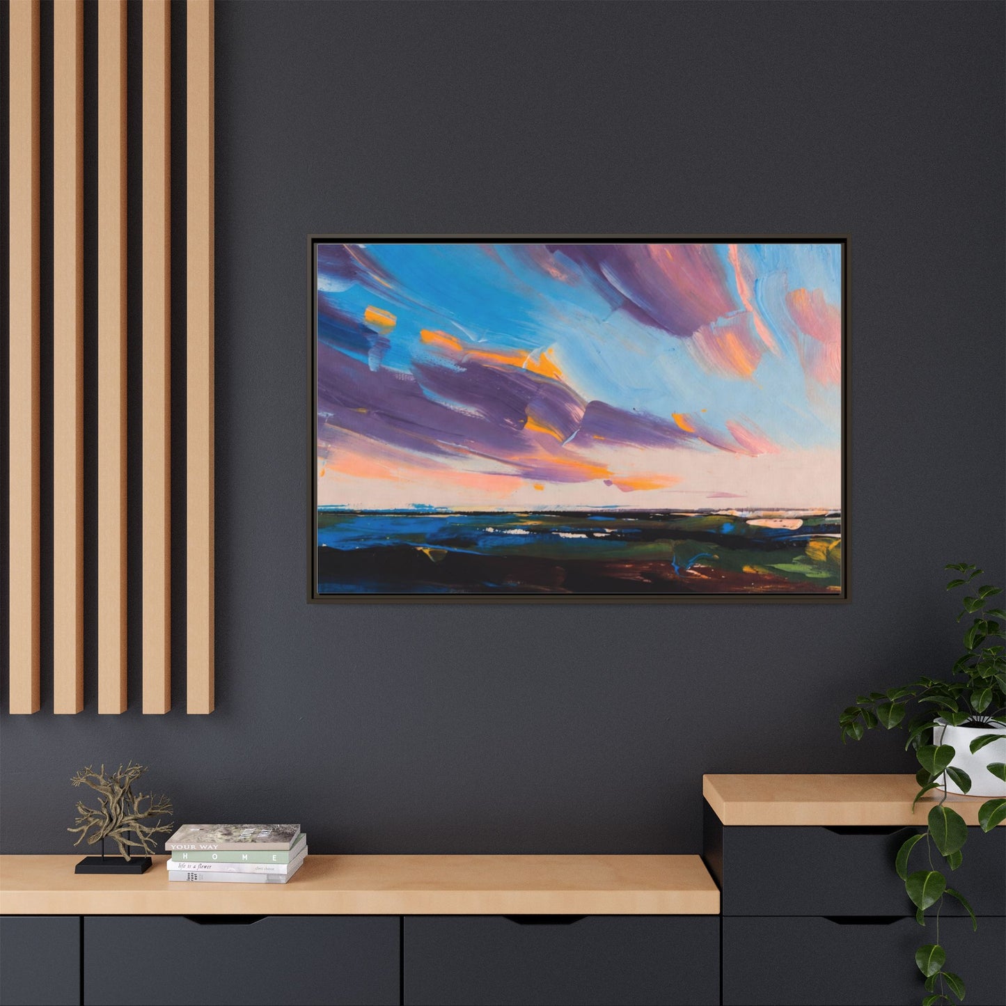 Framed Matte Canvas Abstract Seascape Sunset Art Print