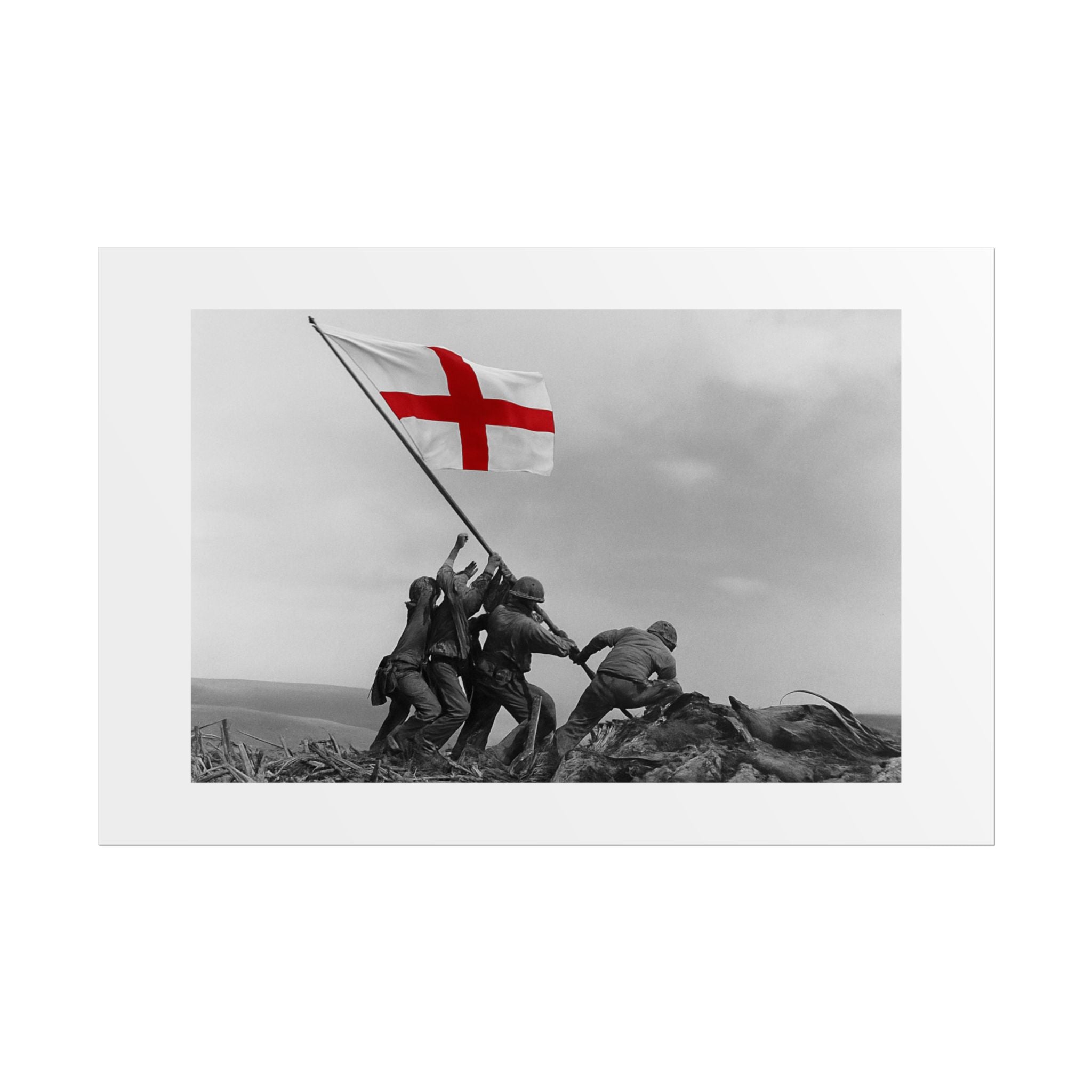 Raising the St George  by Unknown attributed to Joe Rosenthal Wall Art Print