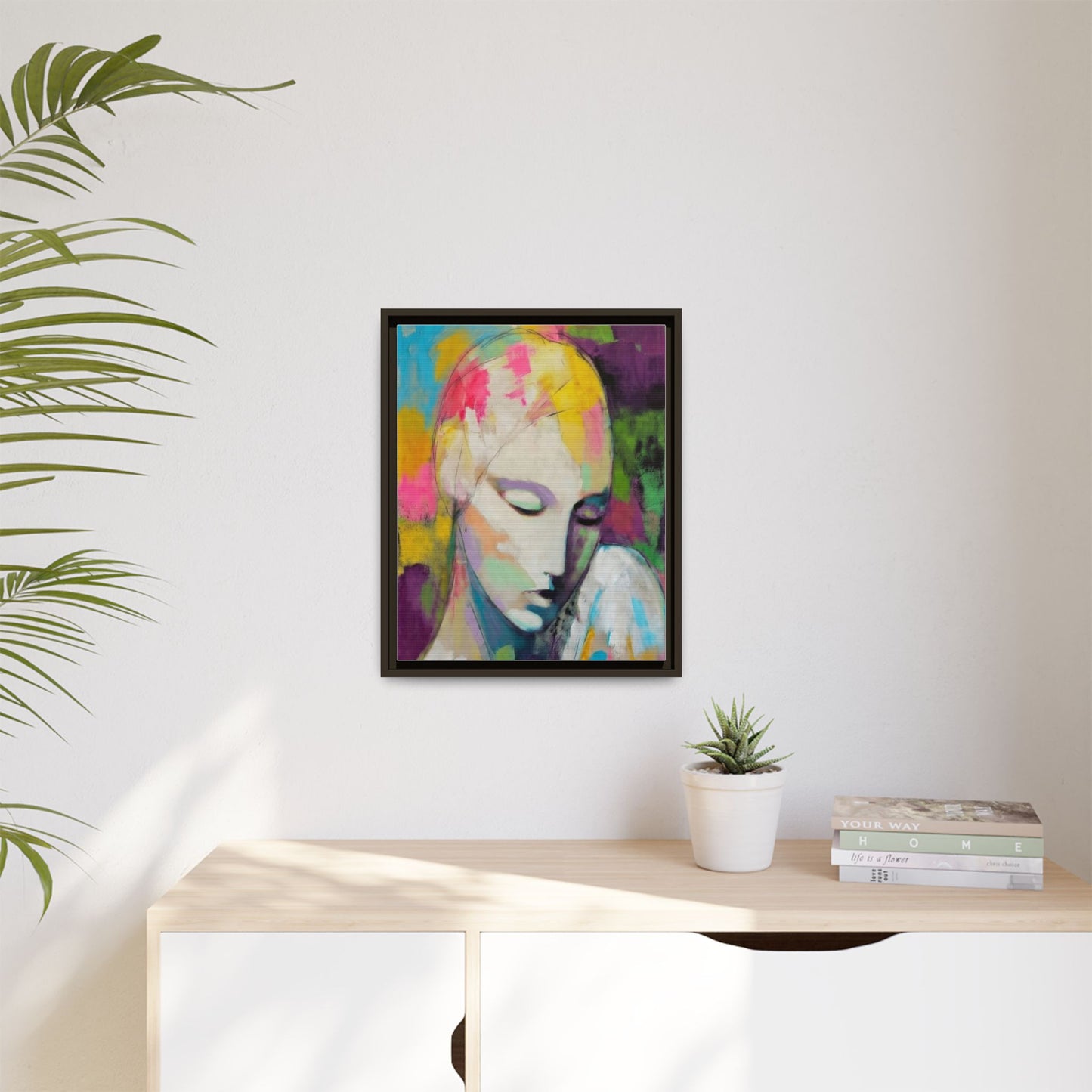Framed Matte Canvas Art - Colorful Abstract Portrait
