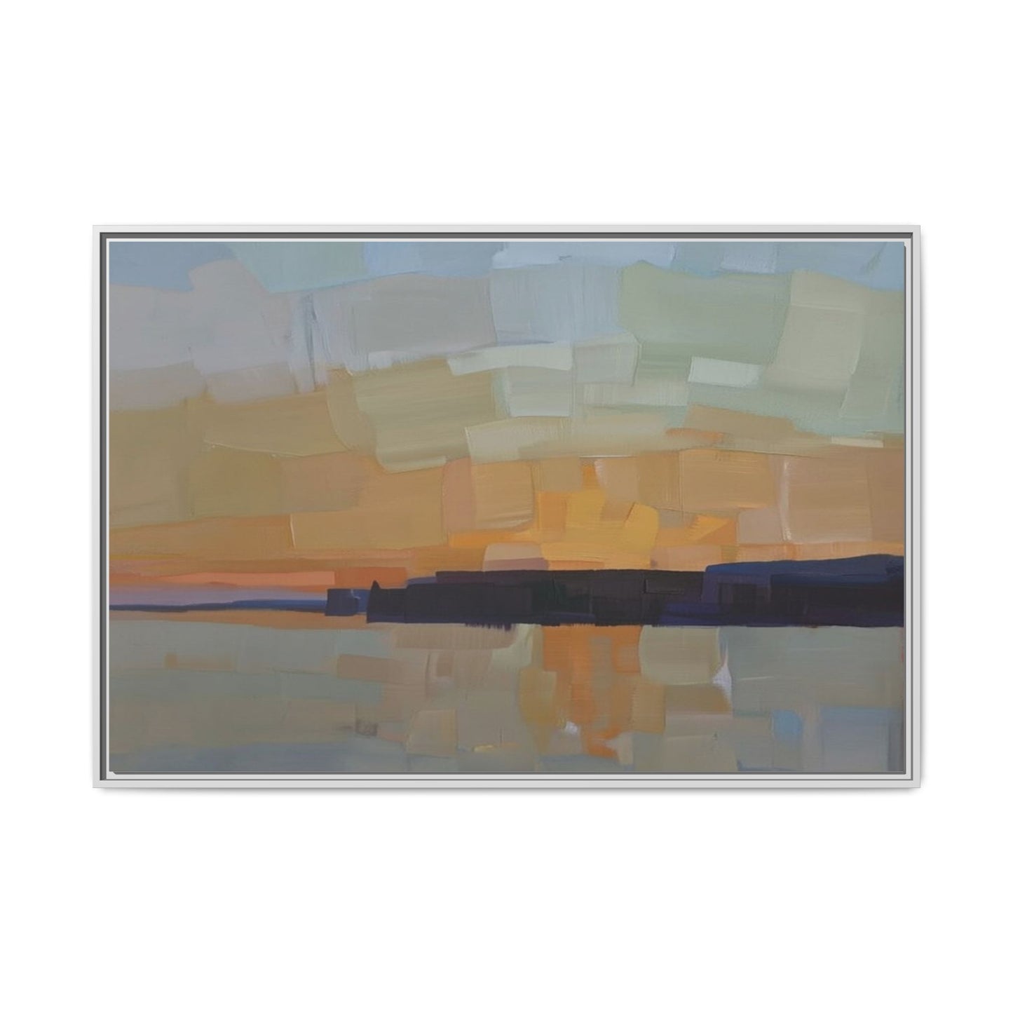 Framed Matte Canvas Sunset Abstract Landscape Art Print