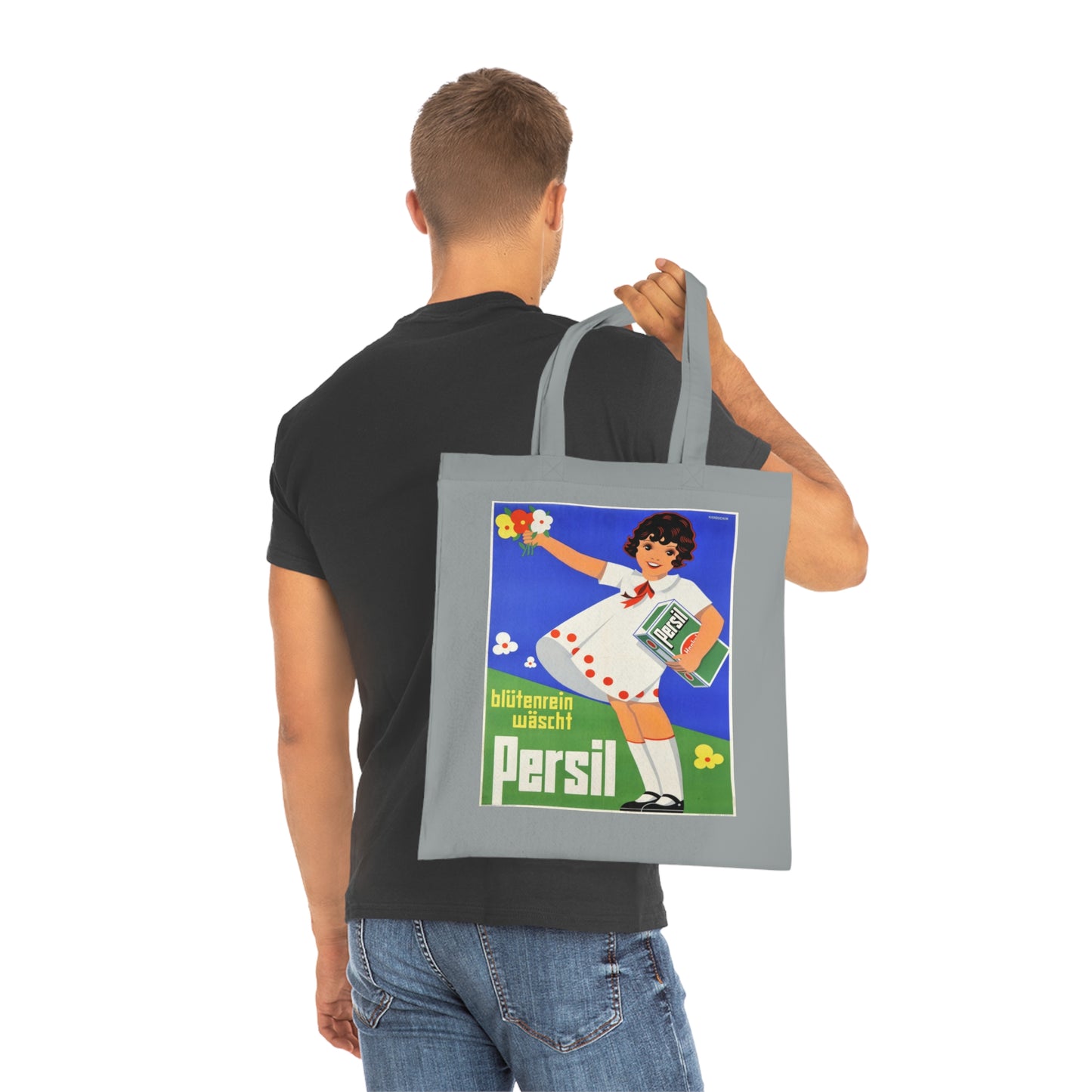 Persil Vintage Ad Tote Bag — Retro Flower Girl Laundry Graphic Cotton Tote