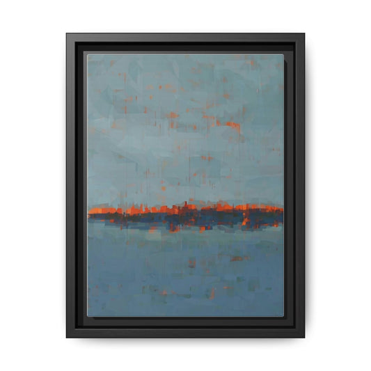 Framed Canvas Art — Teal & Orange Abstract Seascape