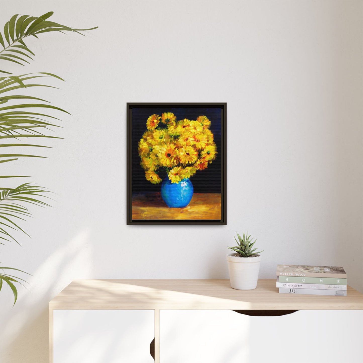 Yellow Daisy Bouquet Matte Canvas Framed Wall Art