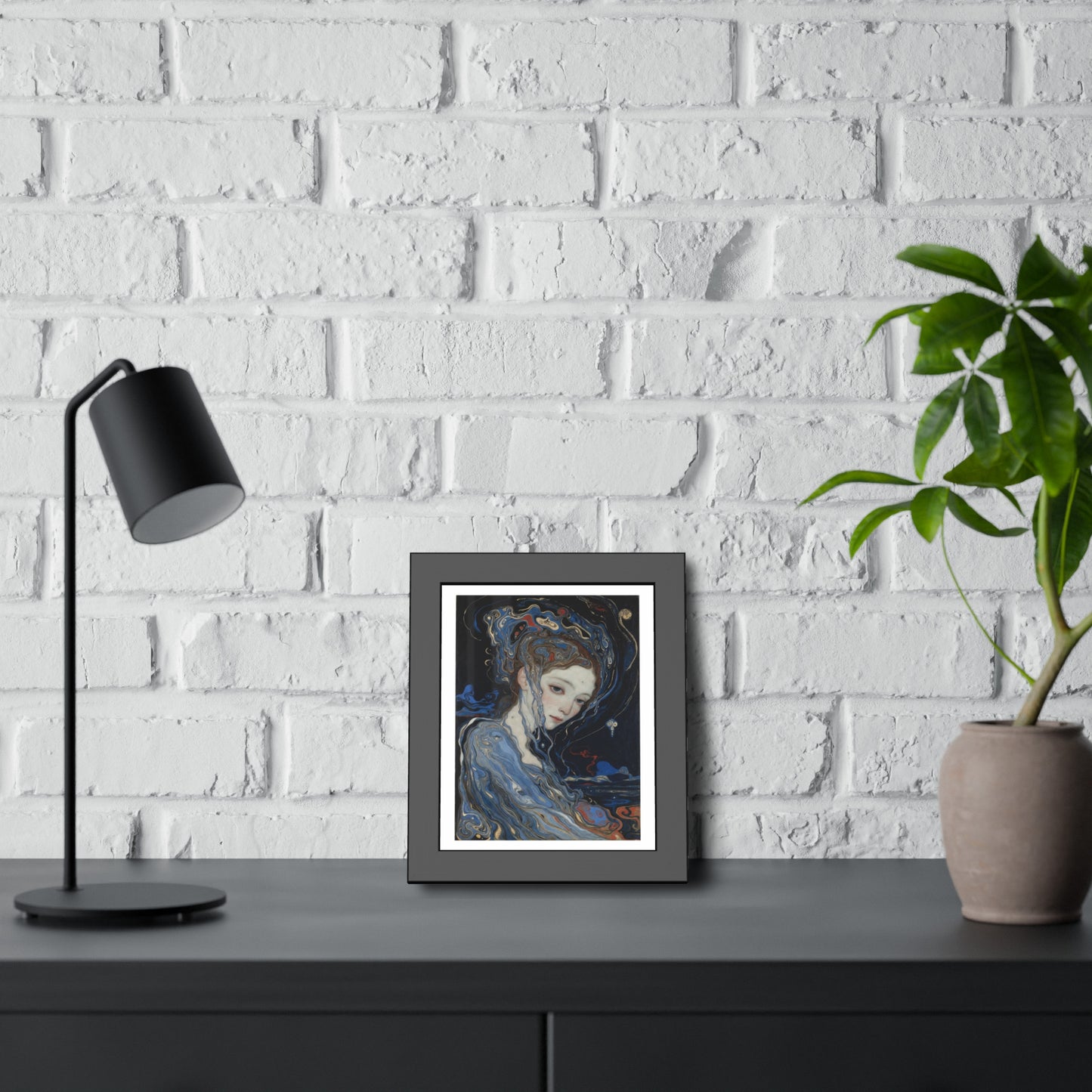 Framed Art Print — Dreamy Blue Portrait Poster