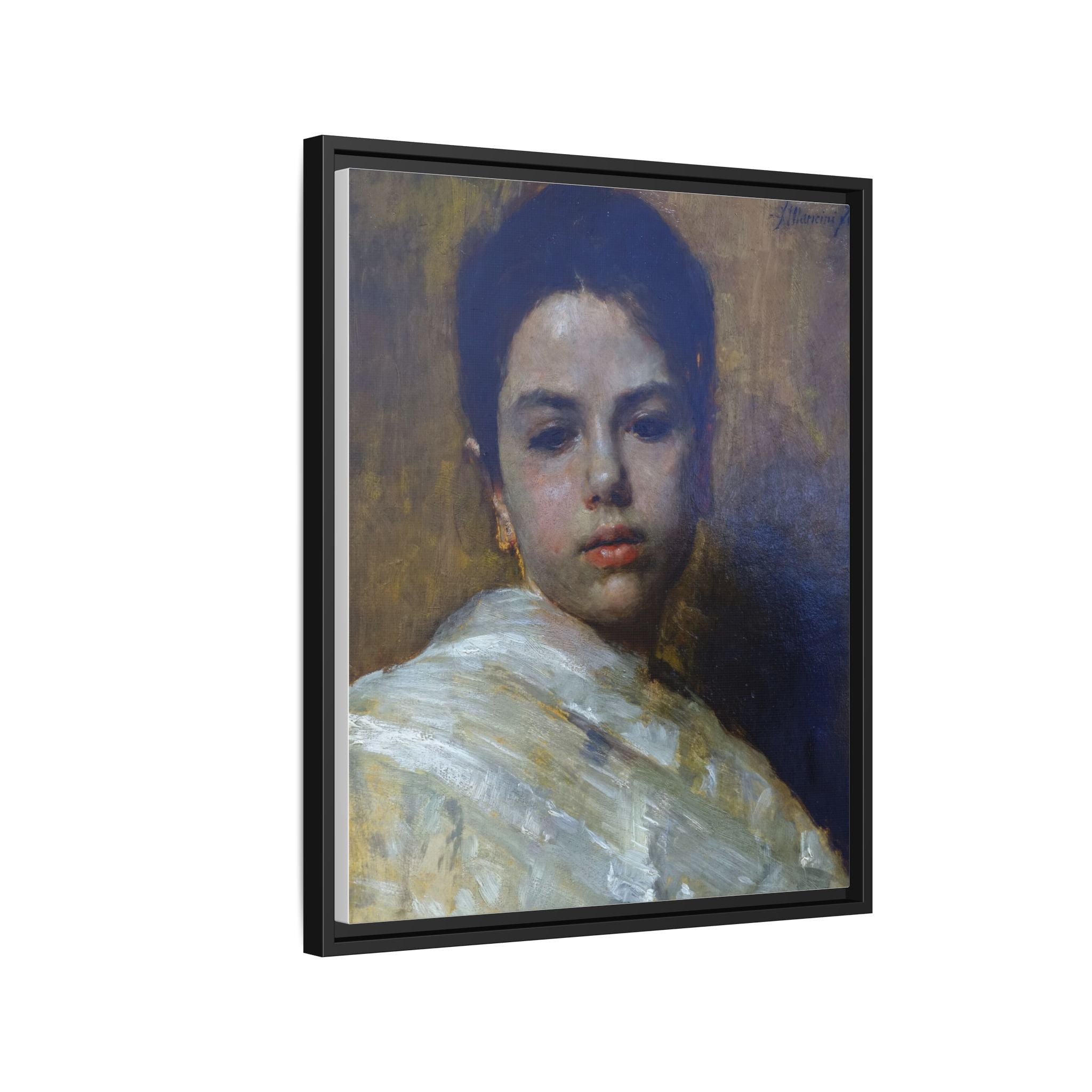Carminella by Antonio Mancini Framed Matte Canvas Art Print