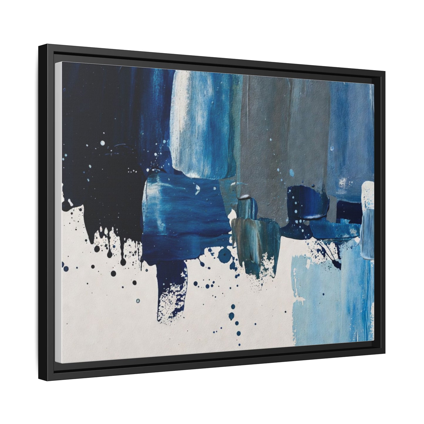 Abstract Blue Ocean Matte Canvas Framed Wall Art