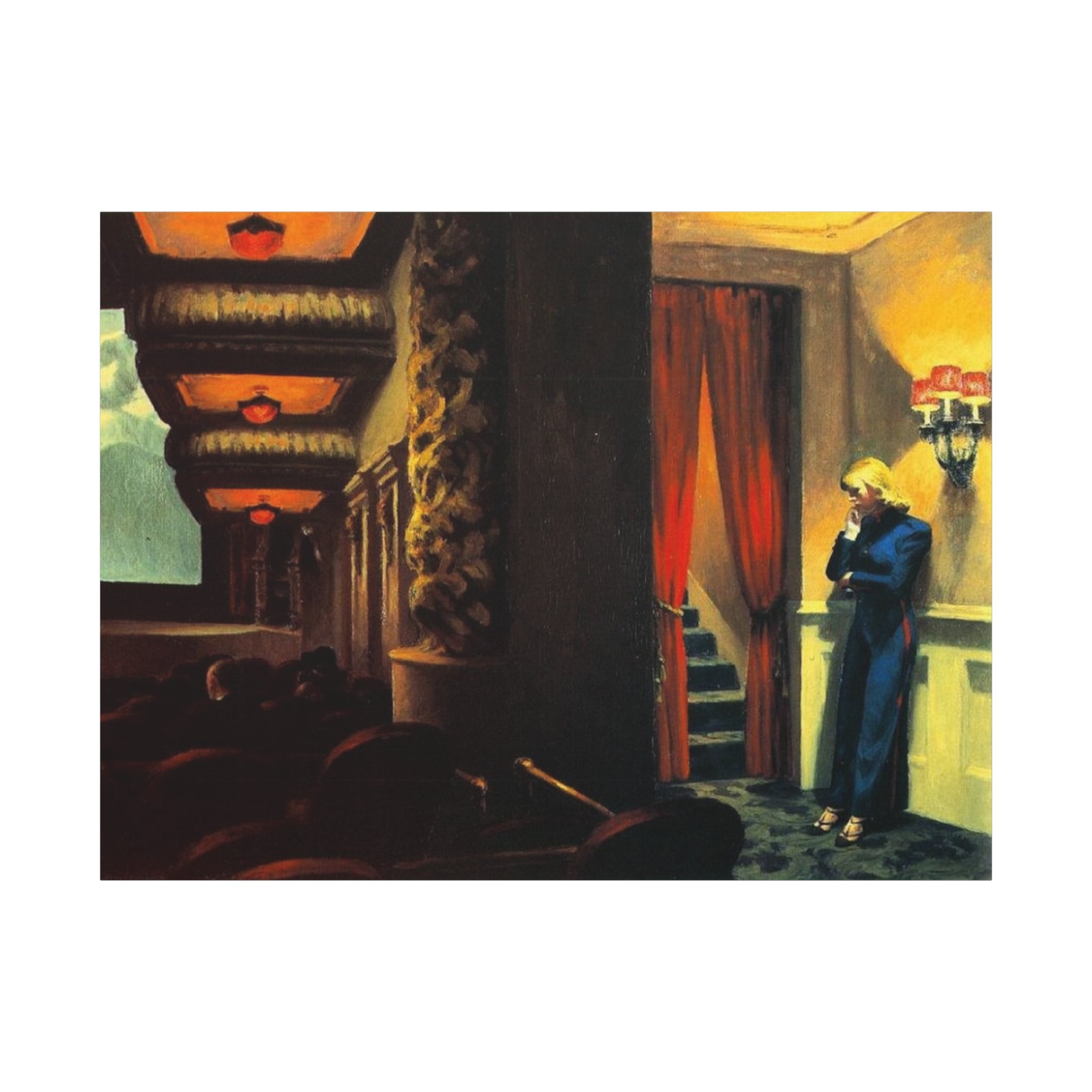 New York movie by Edward hopper Matte Canvas Wall Art Print