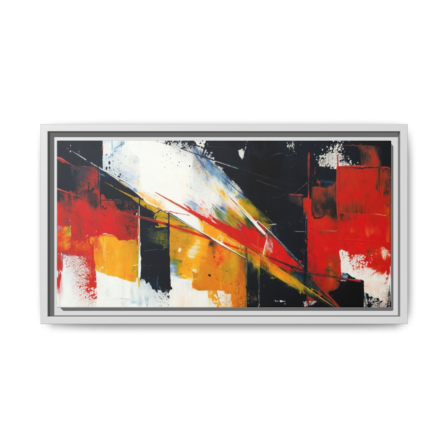Abstract Red & Black Framed Canvas Print — Modern Geometric Wall Art
