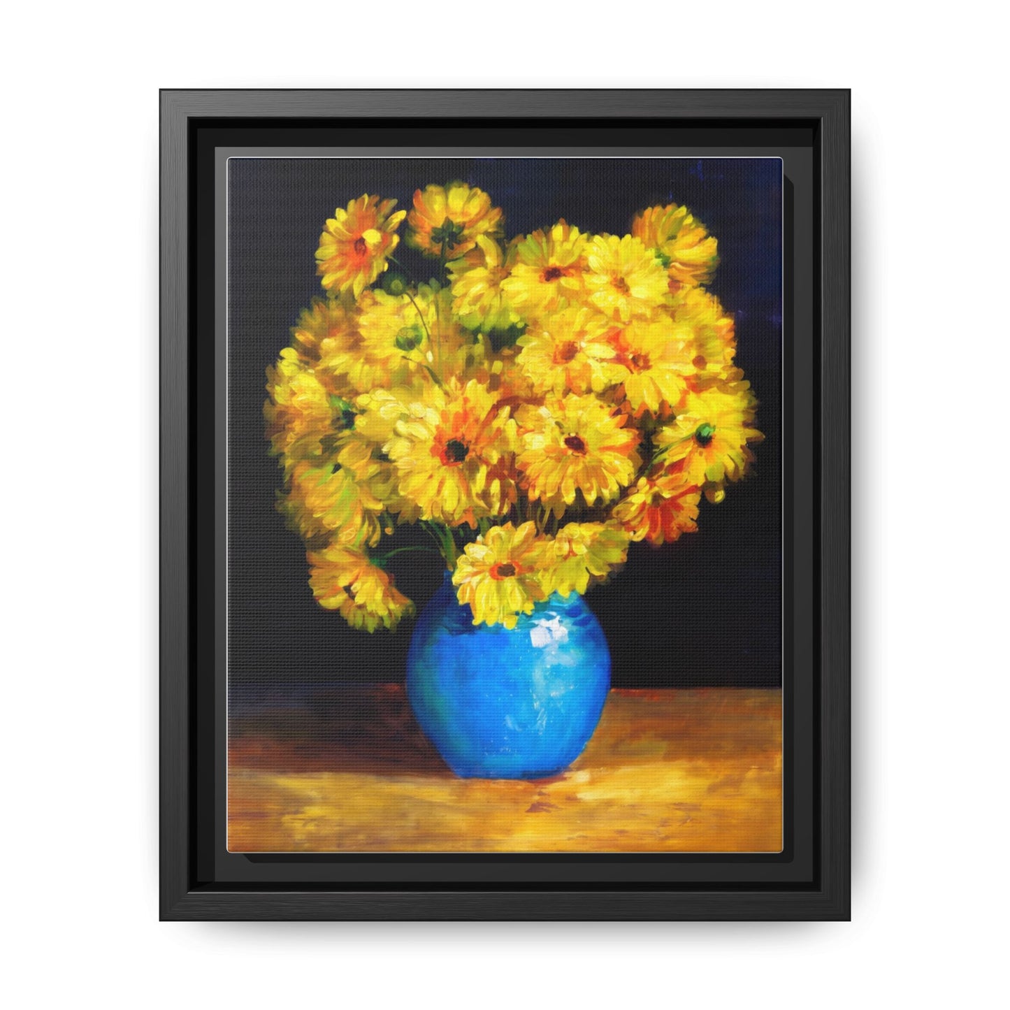 Yellow Daisy Bouquet Matte Canvas Framed Wall Art