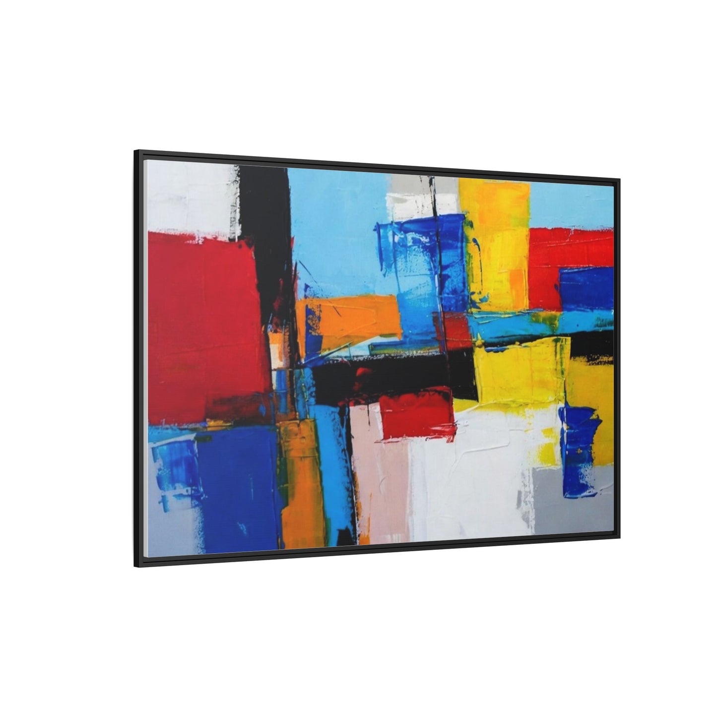 Abstract Color Block Matte Canvas Framed Wall Art