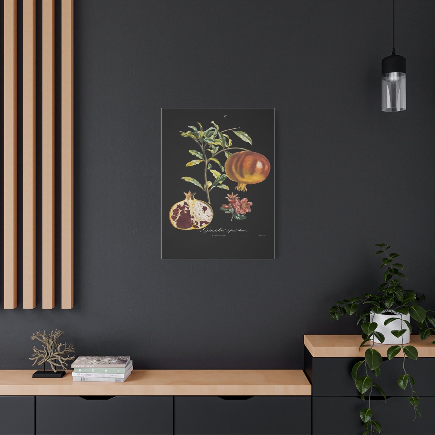 Pomegranate Botanical Canvas Print — Matte Stretched Wall Art