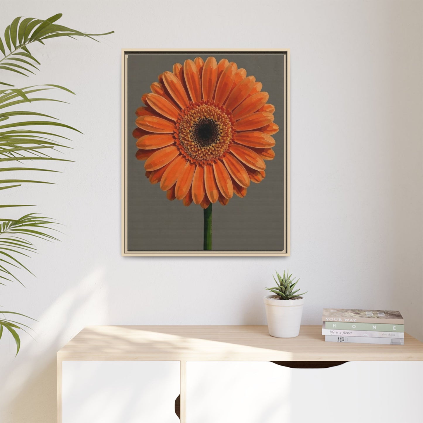 Orange Gerbera Daisy Matte Canvas Print (Framed)