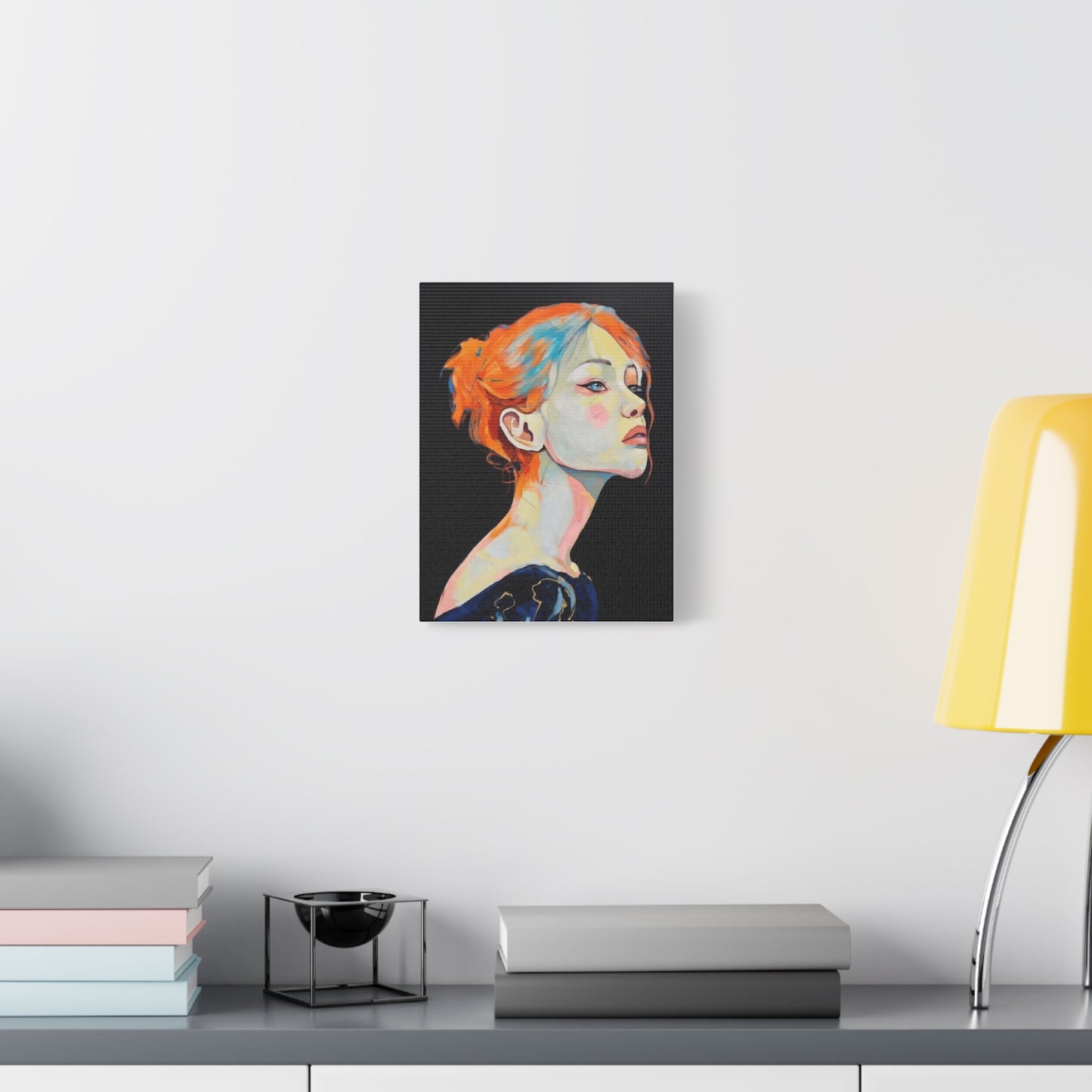 Contemplative Portrait Matte Canvas Wall Art — Colorful Female Profile Painting