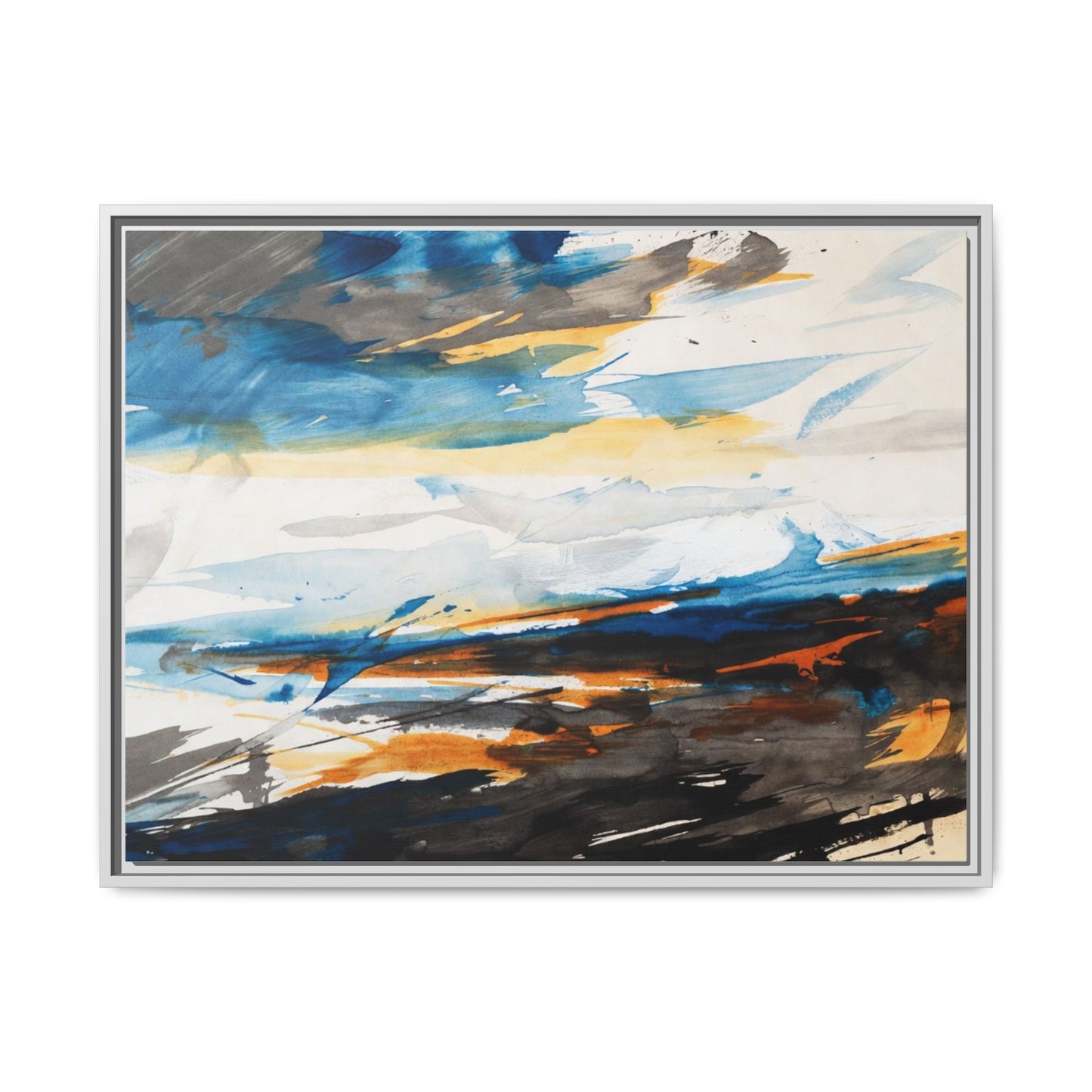 Abstract Coastal Waves Matte Canvas Framed Wall Art