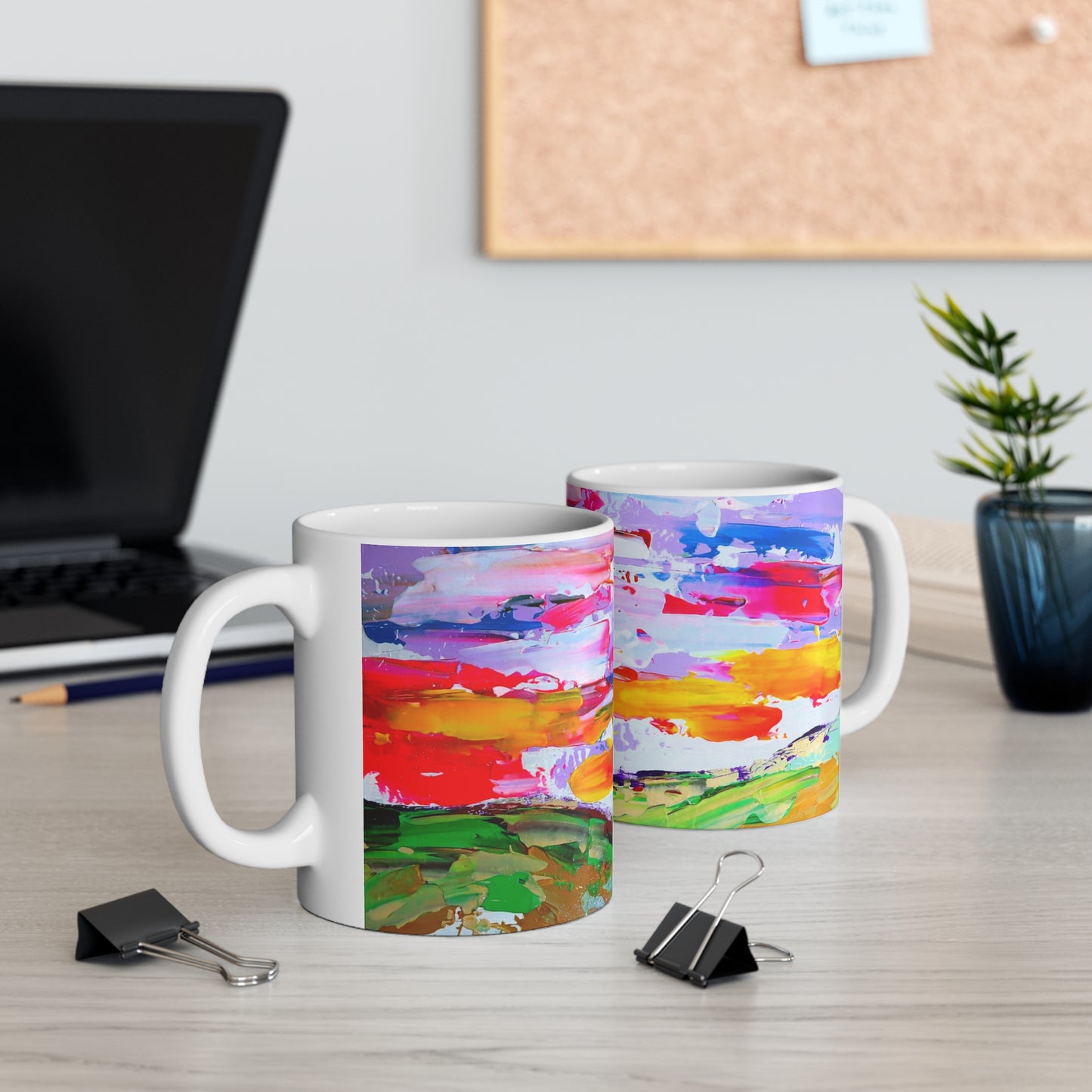 Abstract Color Splash Mug — Vibrant Hand-Painted Landscape Coffee Cup