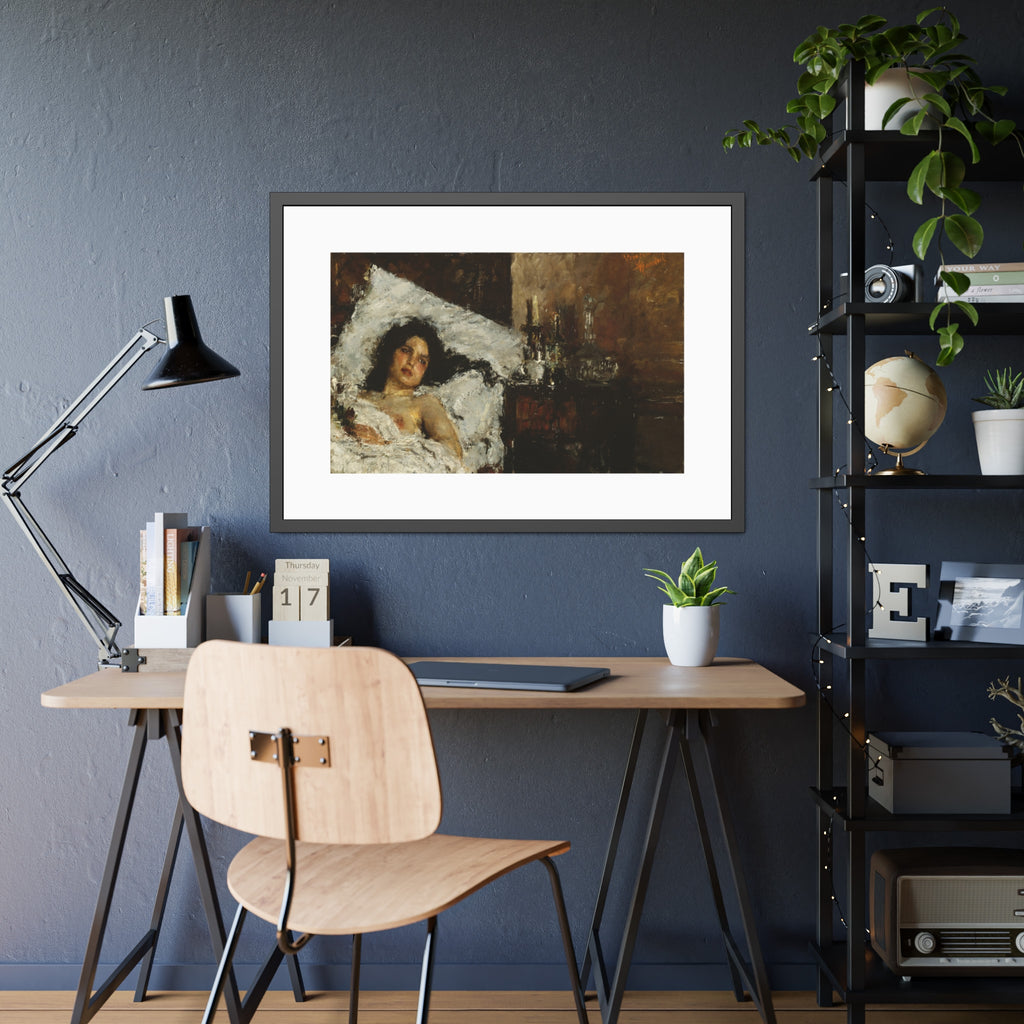 Resting by Antonio Mancini  Framed Poster Wall Art Print