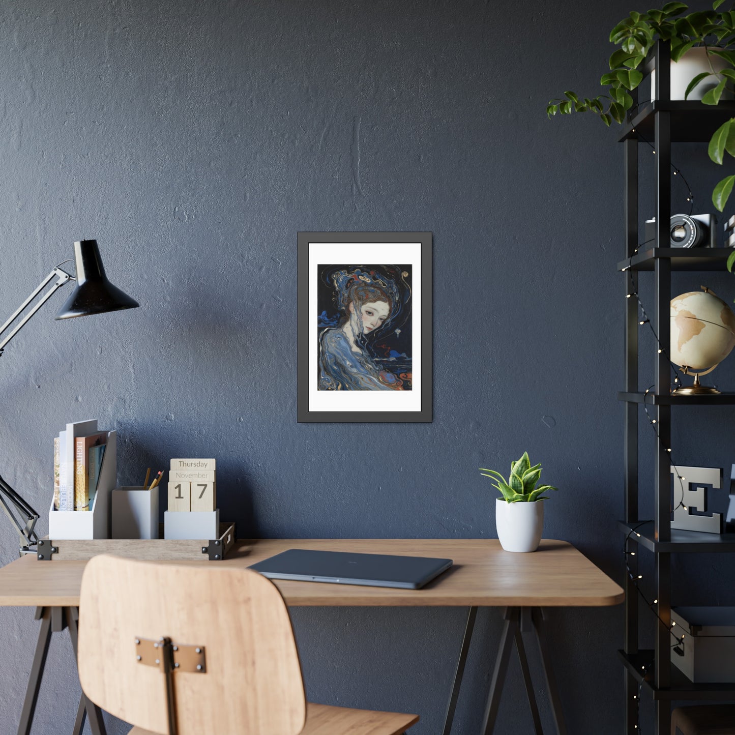 Framed Art Print — Dreamy Blue Portrait Poster