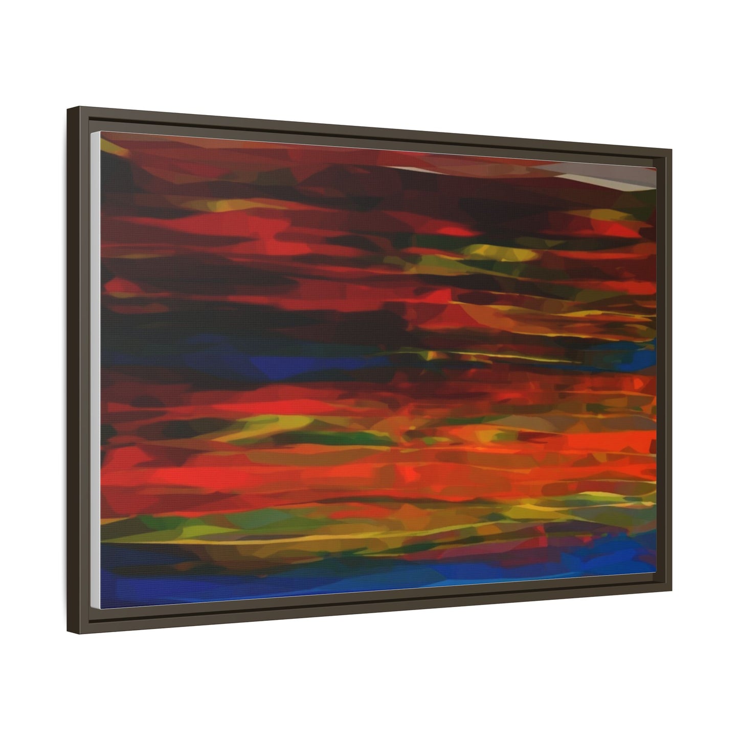 Abstract Multi-Color Matte Canvas Framed Wall Art — Bold Red & Blue Modern Painting
