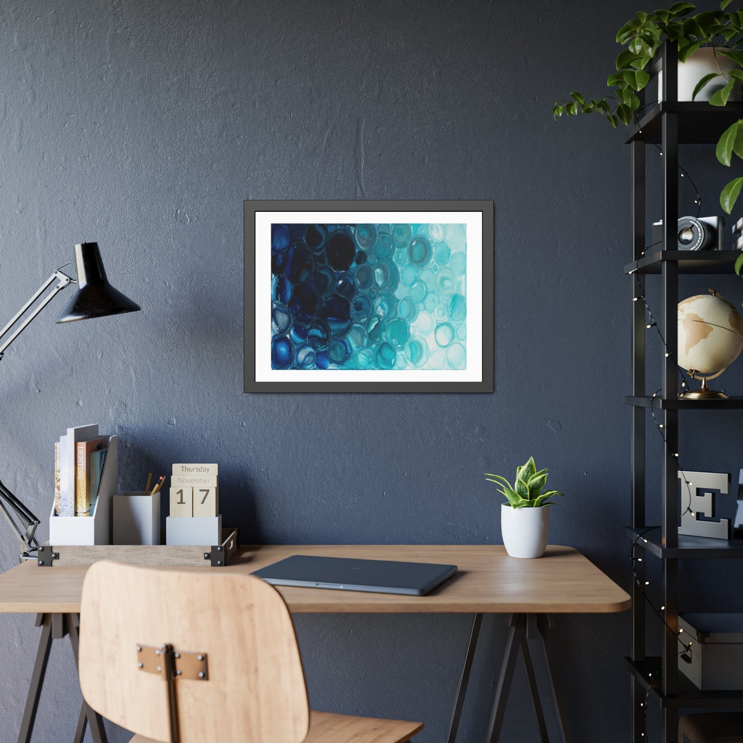 Abstract Ocean Blue Framed Poster