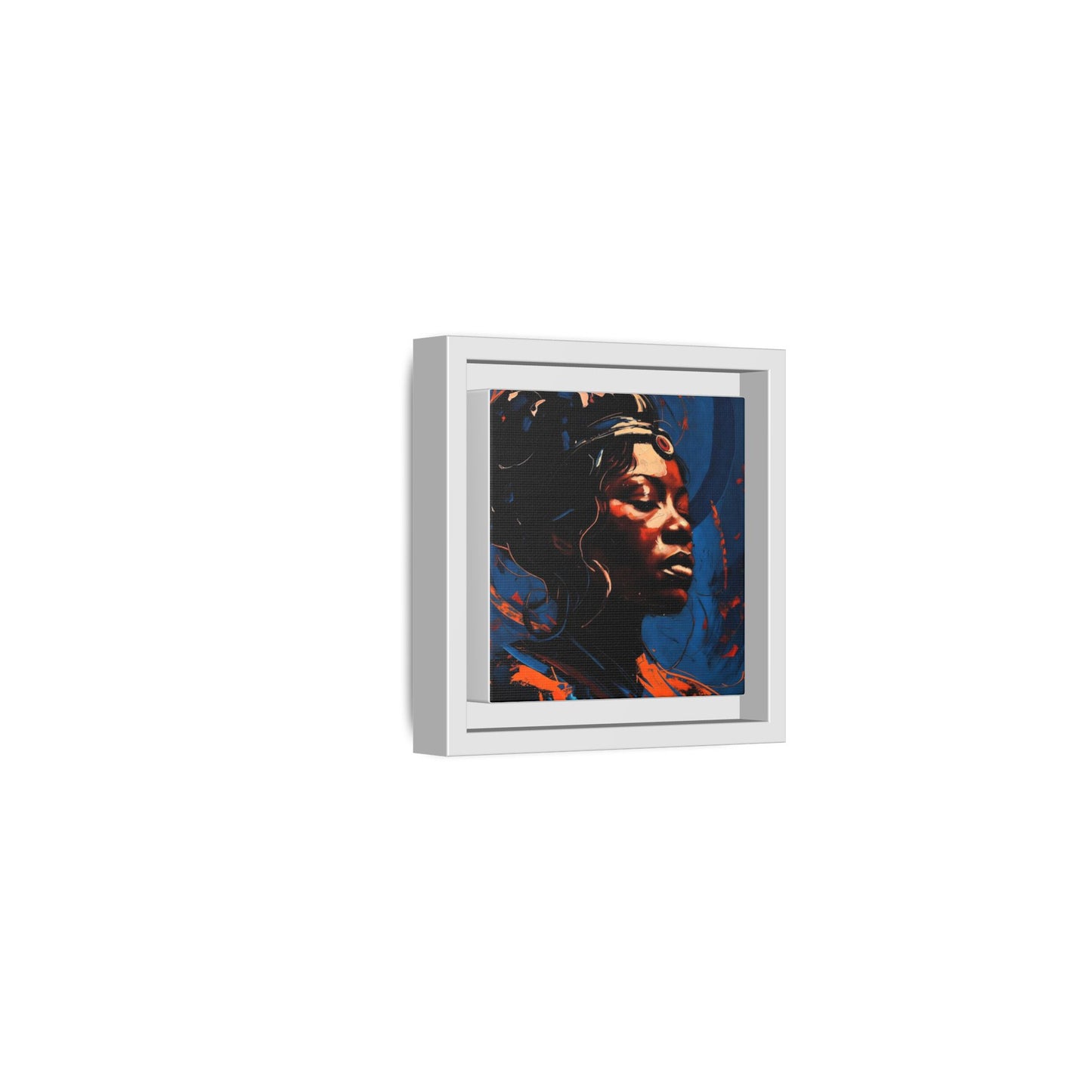 Framed Matte Canvas Art - Vibrant Portrait of a Black Woman (Multi-Color)