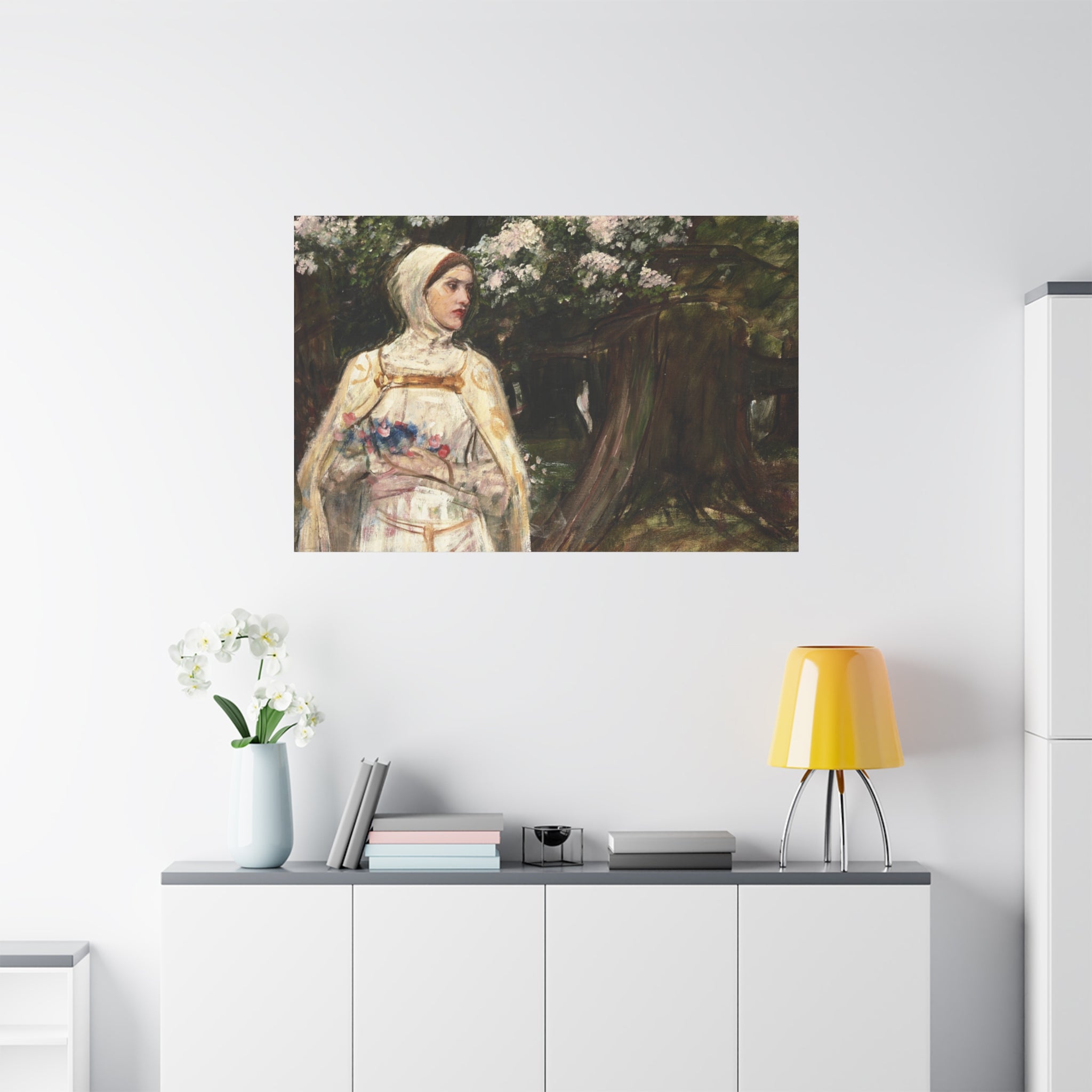 Matilda (formerly called Beatrice) by John William Waterhouse Matte Canvas Wall Art Print